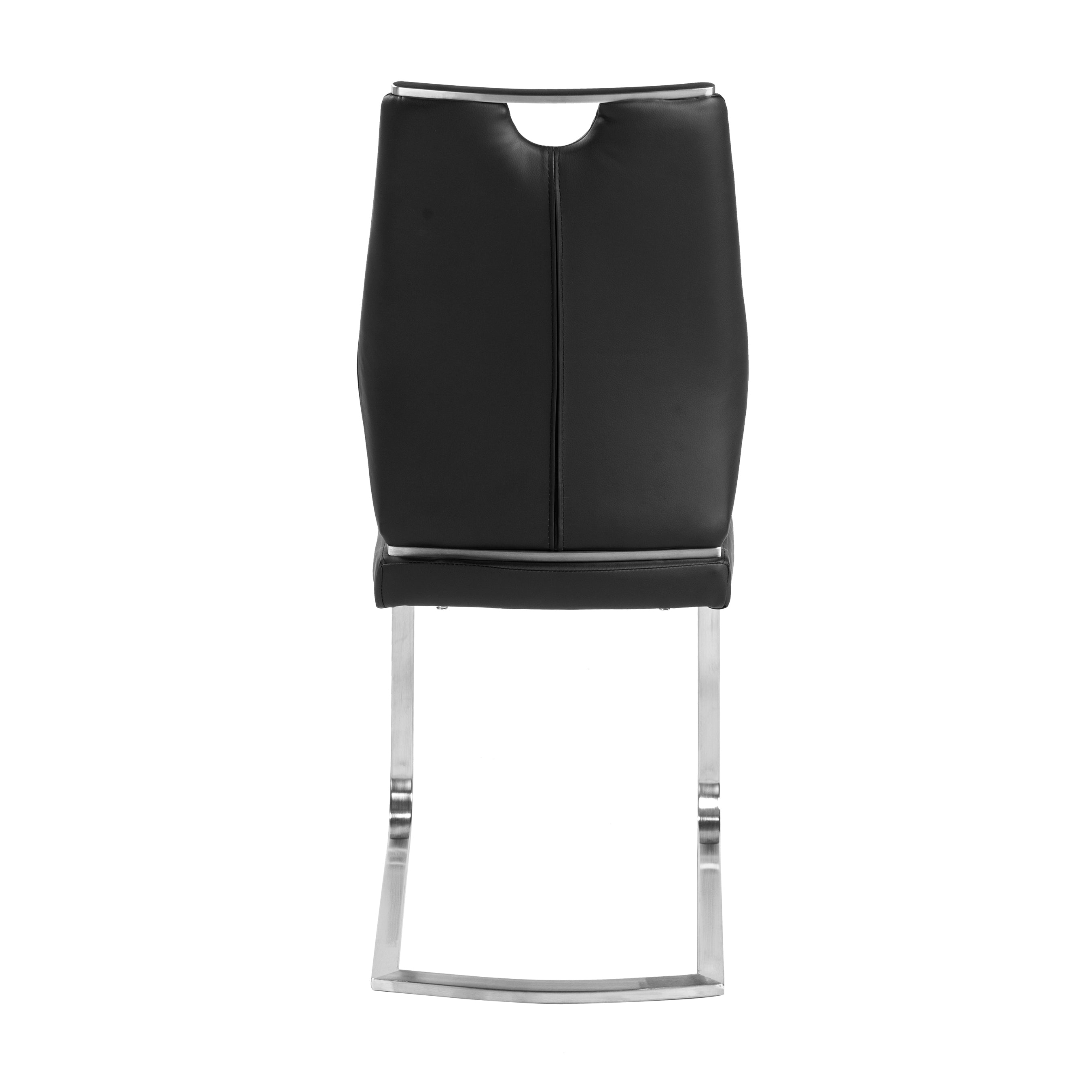 Lexington Side Leather Chair in Brushed Stainless Steel - Set of 2 Modern Dining Chairs for Home & Office | Perfect for Dining Rooms, Conference Tables & Lounge Areas