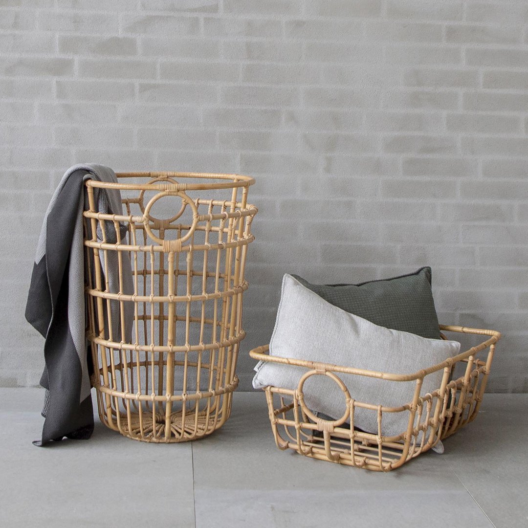 Maria Berntsen Carry Me Basket Cane Line - Stylish Handwoven Rattan Basket for Home Decor, Storage & Picnics - Perfect for Beach, Market & Boho Chic Style