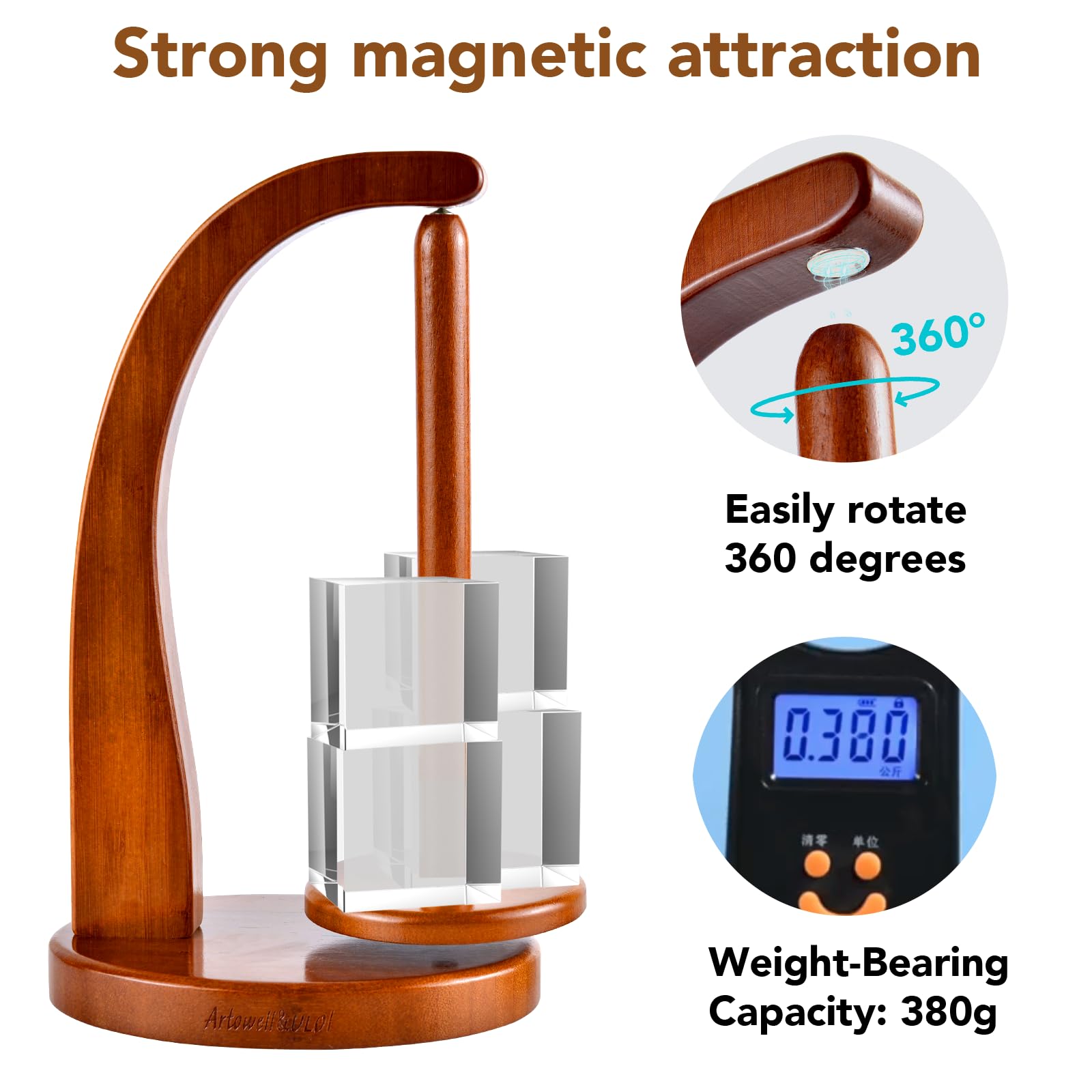 Premium ULOI Crochet Yarn Holder with Magnetic Storage Attachment - Wooden Knitting Accessories Organizer for Crocheting Projects (Mahogany Finish) | Perfect for Home Crafting, DIY Yarn Storage & Gift for Knitters