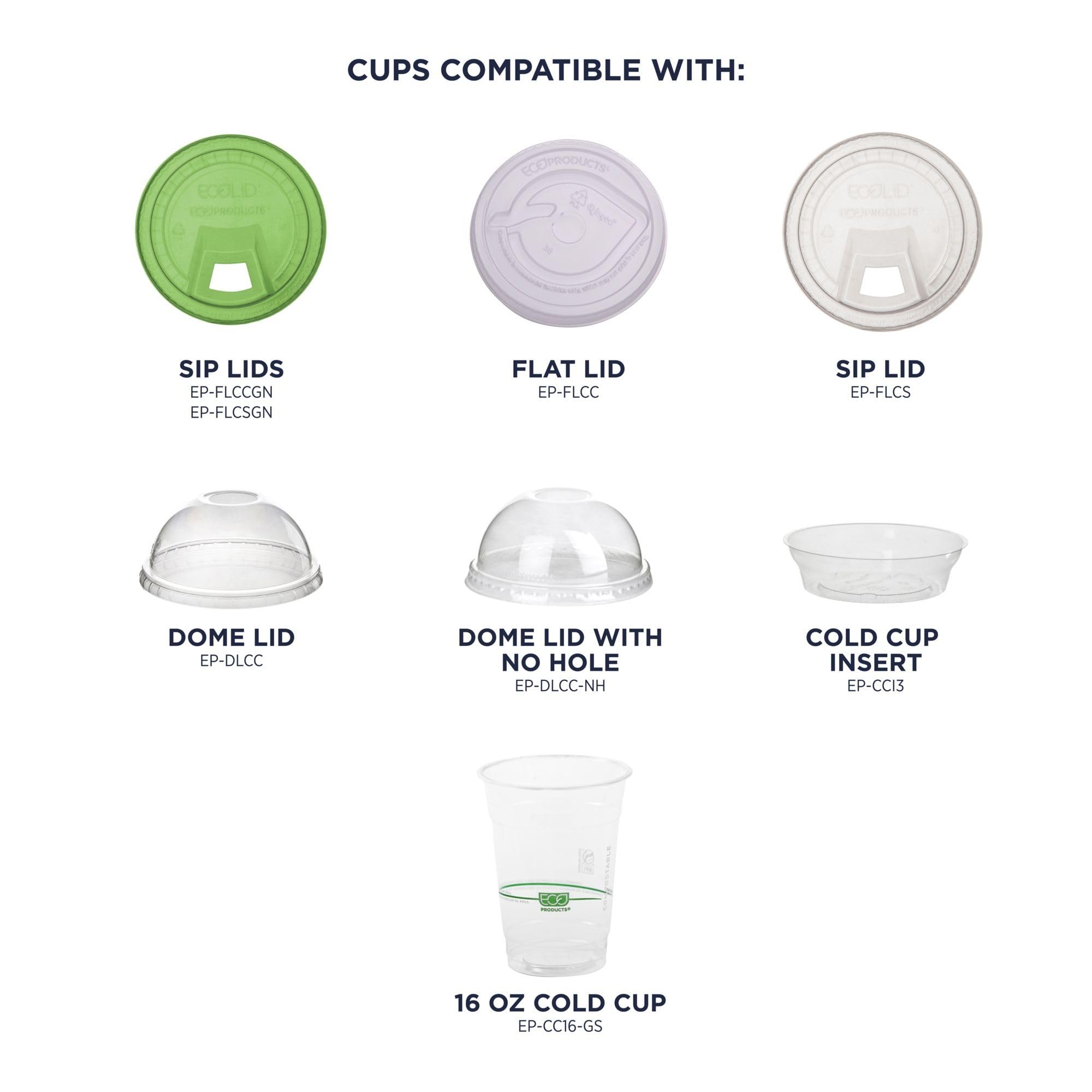 ECO PRODUCTS GreenStripe Clear Compostable 16oz PLA Plastic Cups - 1000 Count | Plant-Based Disposable Cold Drink Cups for Parties, Picnics & Events | BPI Certified & ASTM Compliant Eco-Friendly Compostable Cups | Perfect for Iced Coffee, Smoothies, Juices & Snacks