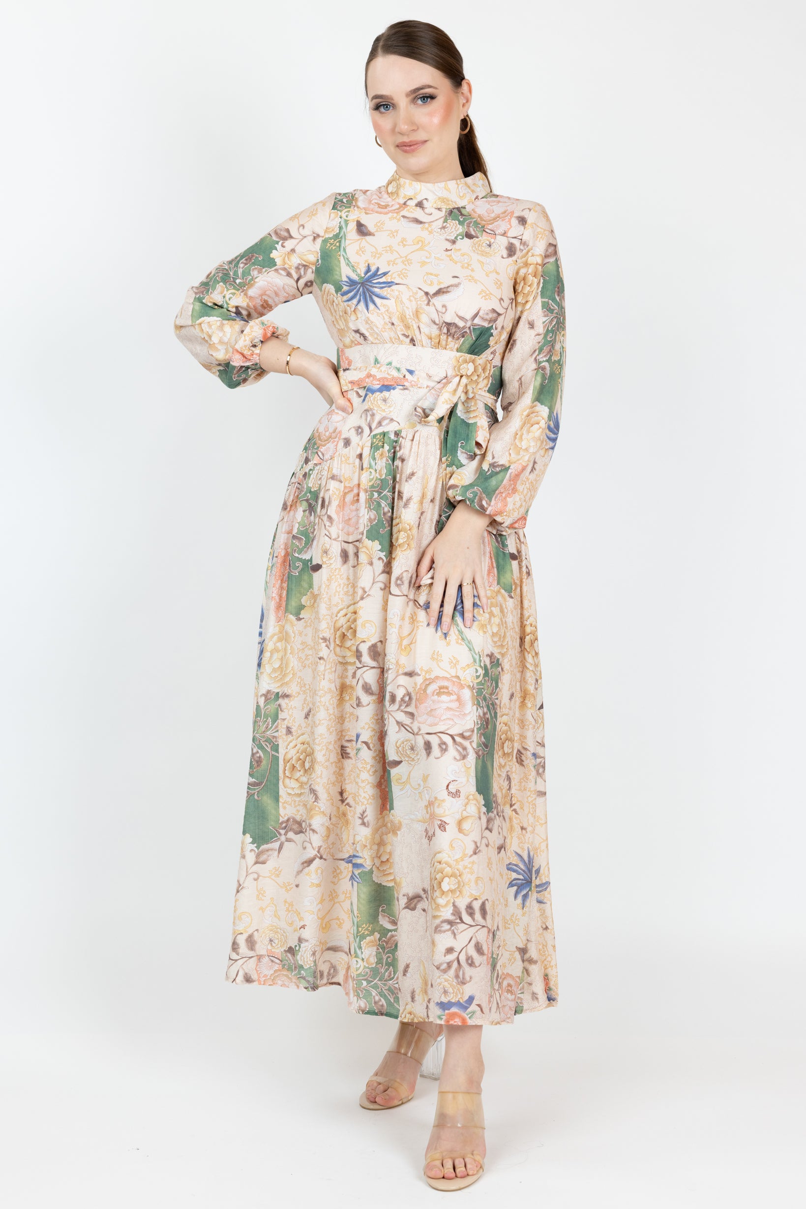 Carminia Floral Print Maxi Dress for Women - Elegant Long Summer Dress with V-Neck & Side Slits, Perfect for Beach, Vacation, and Evening Parties