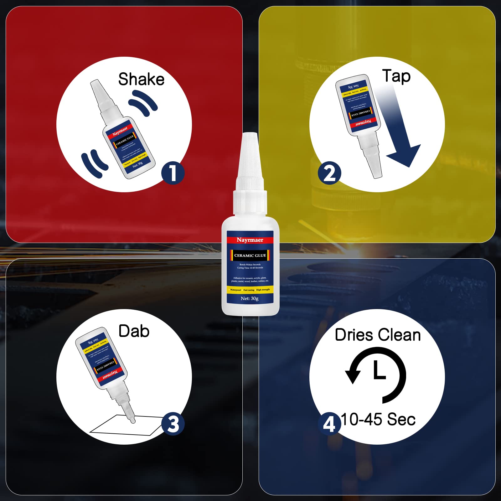 Ceramic Glue 30g - Strong Instant Adhesive for Repairing Ceramics, Porcelain, Glass, Plastic & Wood | Perfect for Home Repairs, DIY Crafts & Fixing Broken Dishes