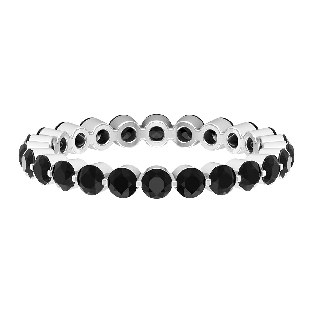 1.25 CT Black Spinel Eternity Ring - 14K Solid Gold Round Full Eternity Band, August Birthstone Jewelry for Women, Perfect for Anniversary, Wedding, and Special Occasion Gifts