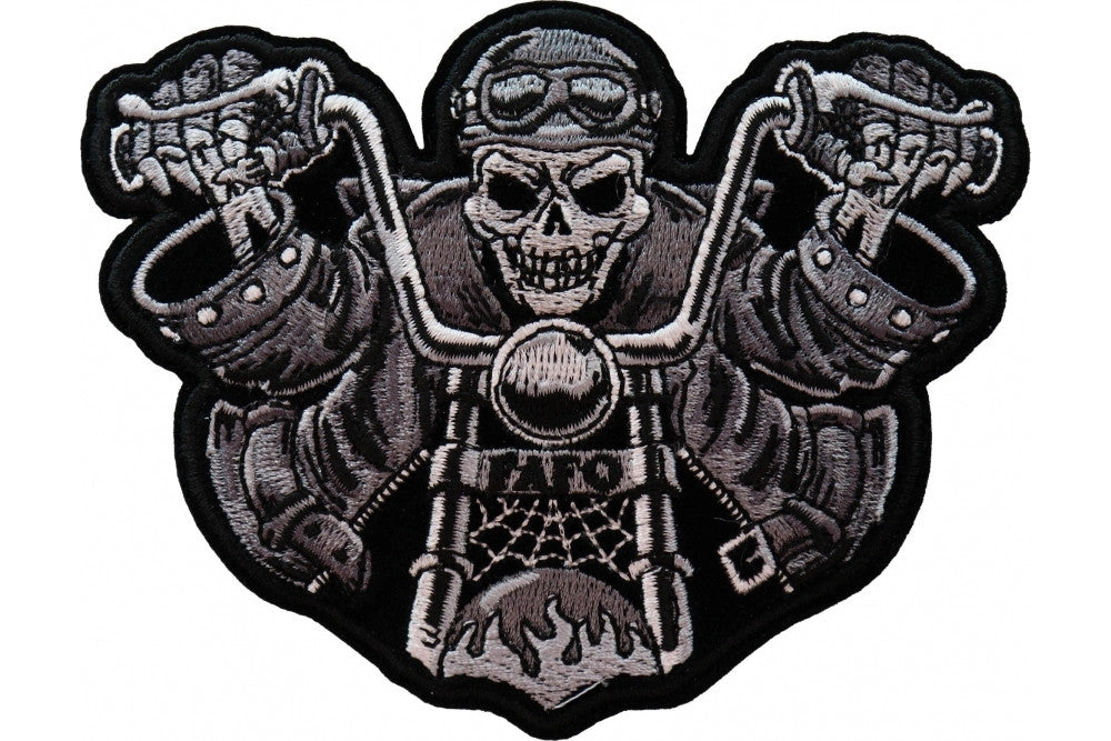 FAFO Skeleton Rider Biker Patch - Small Black Iron-On Embroidered Badge for Jackets, Vests & Backpacks | Motorcycle Accessories & Gothic Fashion