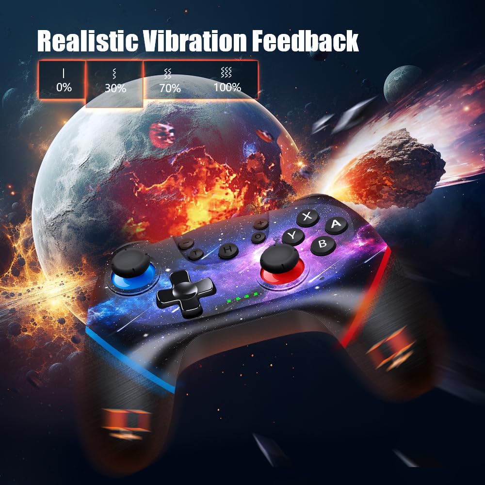 AceGamer Wireless Pro Controller for Nintendo Switch/Lite/OLED - Galaxy Custom Design, Dual Vibration, Turbo Button & Ergonomic Grip - Perfect for Gaming, Travel & Family Game Nights (Galaxy Edition)