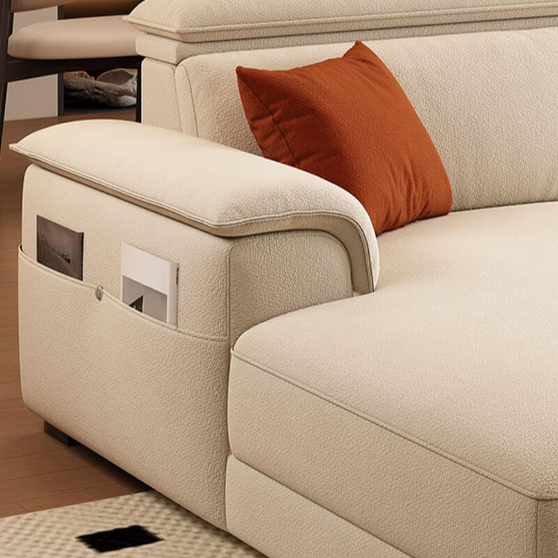 L-Shaped & Straight Left Sofa Chaise with Adjustable Headrest & Natural Wood Support - Perfect for Living Rooms, Home Theaters & Small Spaces