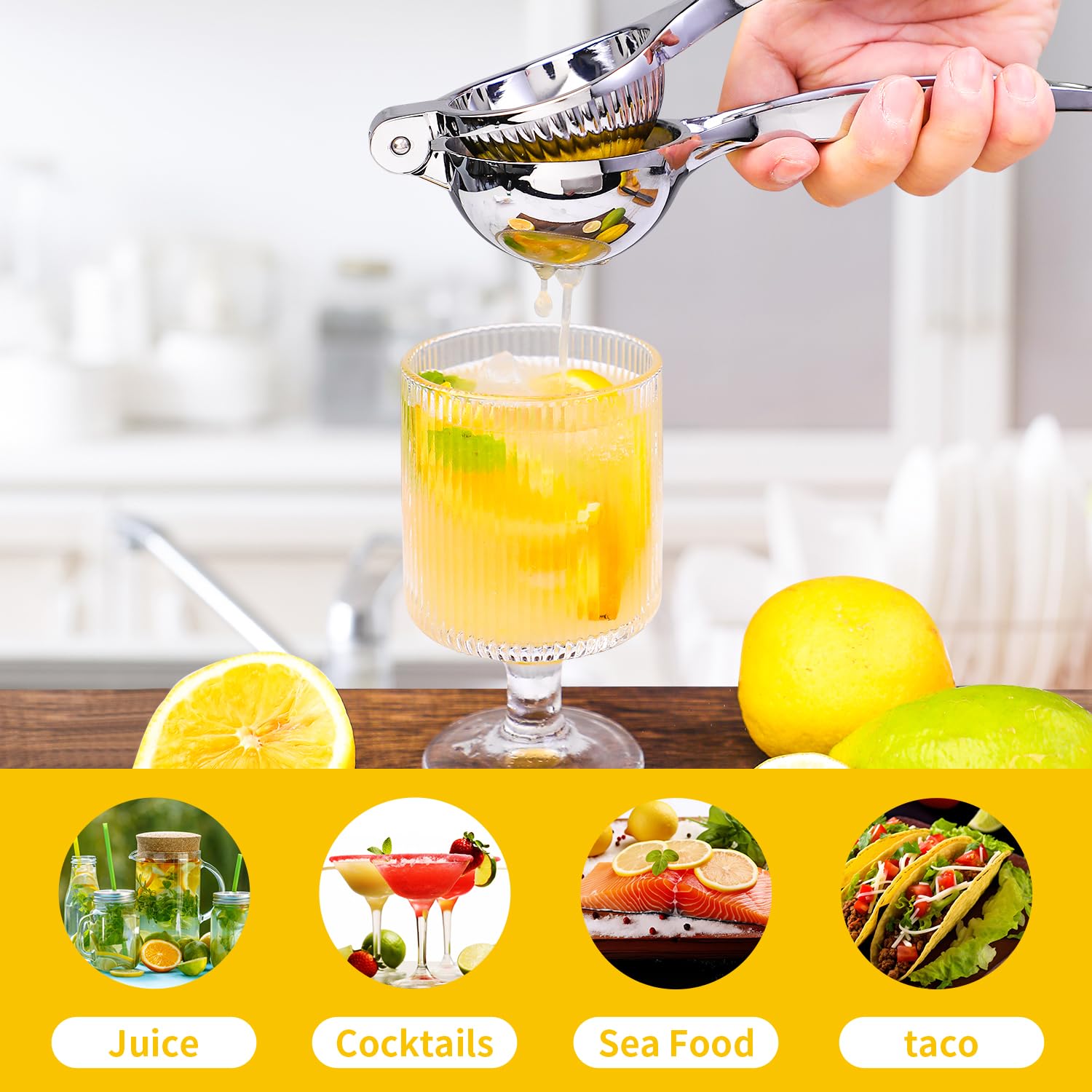 Rekix Heavy Duty Manual Lemon Juicer & Citrus Press - Handheld Lime, Orange Squeezer for Fresh Juice - Perfect for Cocktails, Baking & Healthy Drinks