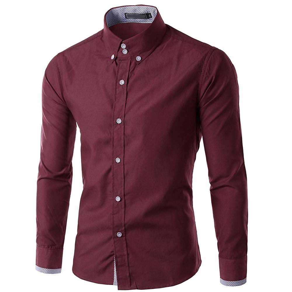 Slim Fit Men's Business Dress Shirt - Long Sleeve Solid Color Button Down Shirt for Wedding, Party & Work - Plus Size Available - Perfect for Office, Formal Events & Professional Occasions