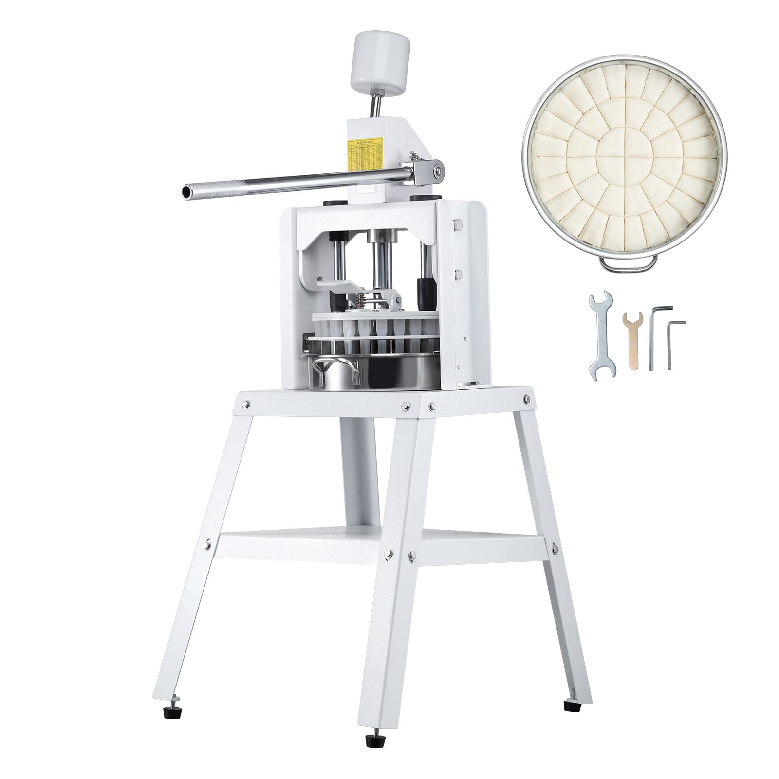 VEVOR 40PCS Manual Dough Divider Cutter with 304 Stainless Steel Tray - Adjustable 1.06oz to 4.94oz Dough Press for Bakery, Restaurant & Commercial Food Preparation | Perfect for Bread, Pastry, Pizza Dough Cutting & Portioning