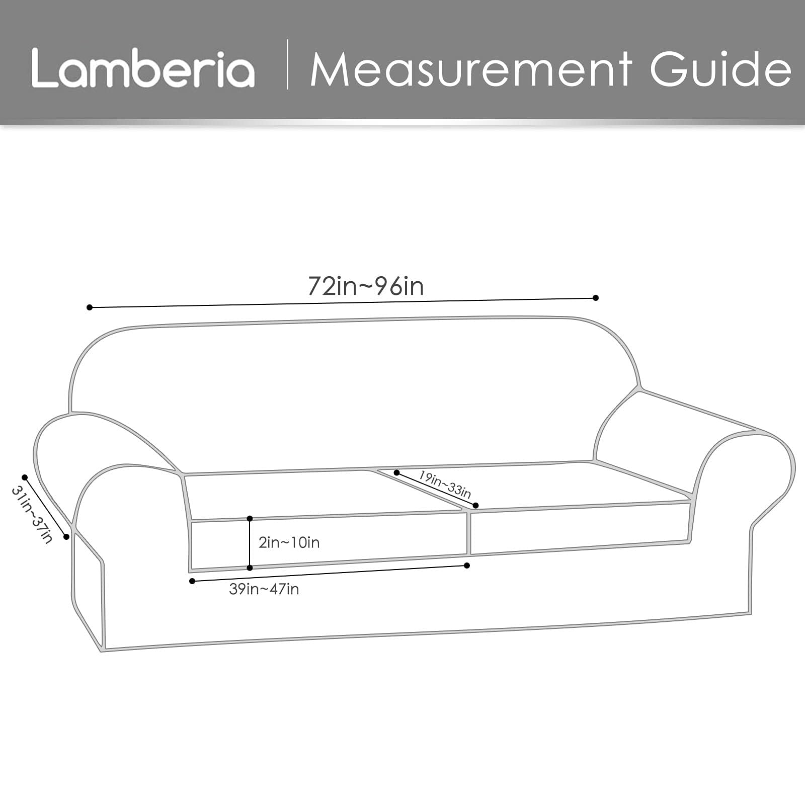 Lamberia Stretch Sofa Cover for 2 Cushion Couch - 3 Piece Washable Plush Jacquard Slipcover - Thick Furniture Protector for Dogs, Pets & Kids - Perfect for Living Room, Apartment & Family Use