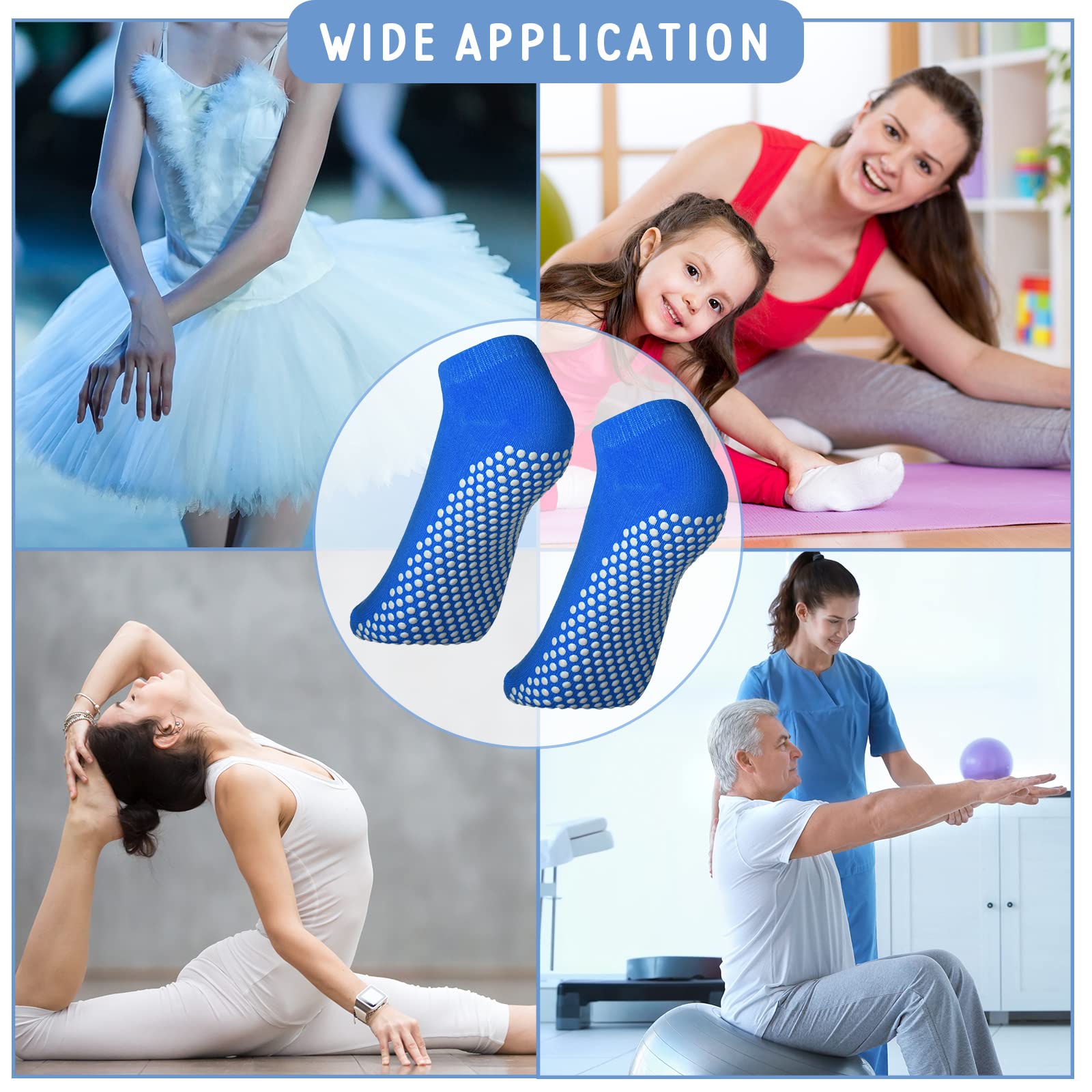 Non-Slip Yoga Socks for Women & Men - 30 Pairs Colorful Grip Socks for Yoga, Barre & Hospital Use