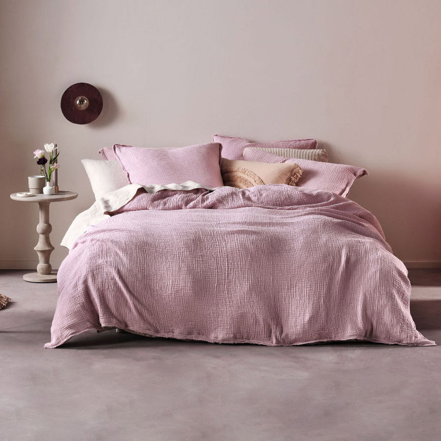 Luxury Elysian Orchid Quilt Cover Set - 100% Premium Cotton Bedding by Linen House for Queen Size Bed | Elegant Floral Pattern for Master Bedroom & Guest Room Decor