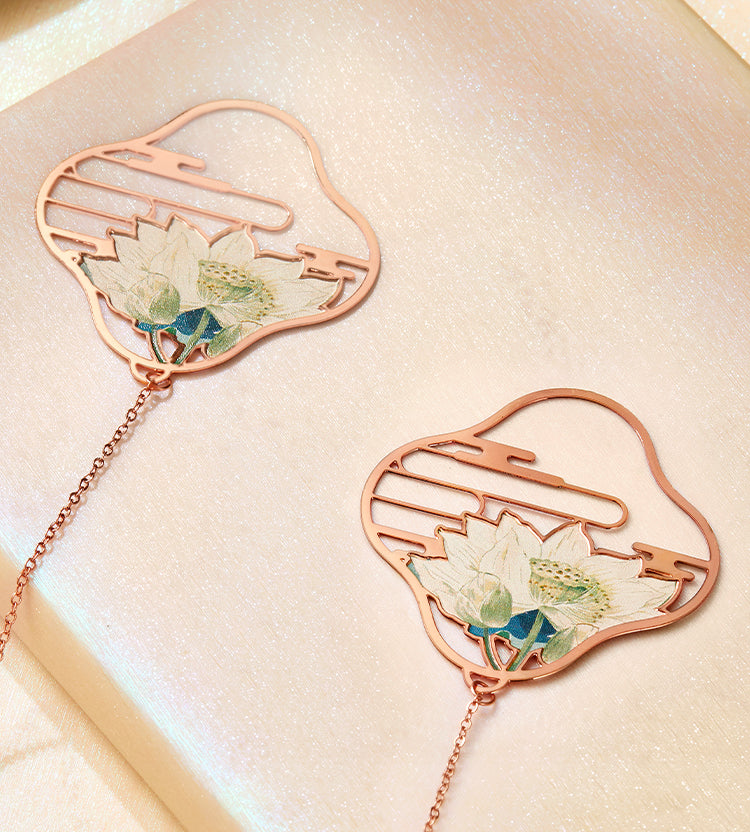 Florasis Metallic Lotus Bookmark - Elegant Book Accessory for Reading, Gifts & Collectibles - Perfect for Book Lovers, Bibliophiles & Home Decor