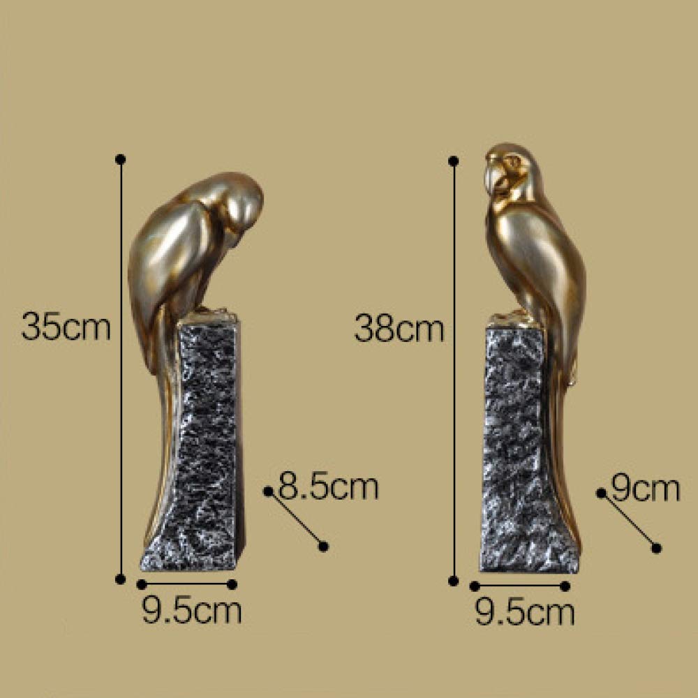 European Style Parrot Bookends - Handmade Resin Decorative Book Holders for Study & Office (2 Pack) | Unique Home Decor, Perfect Gift for Book Lovers & Bird Enthusiasts