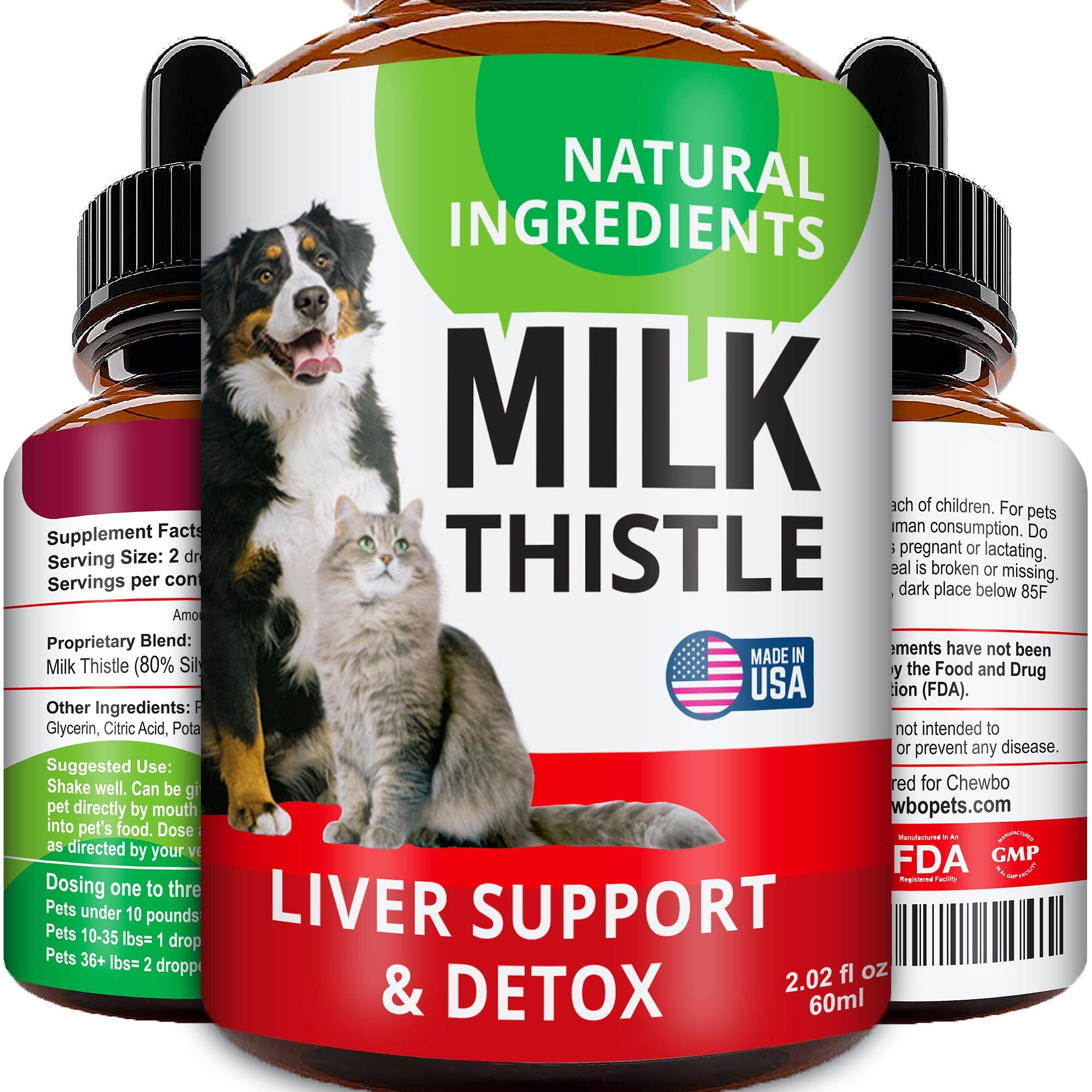 Liver Support Supplement for Dogs & Cats with Milk Thistle - Natural Hepatic Care & Liver Cleanse Liquid Drops - Supports Healthy Liver Function for Pets - Perfect for Daily Wellness & Post-Treatment Recovery