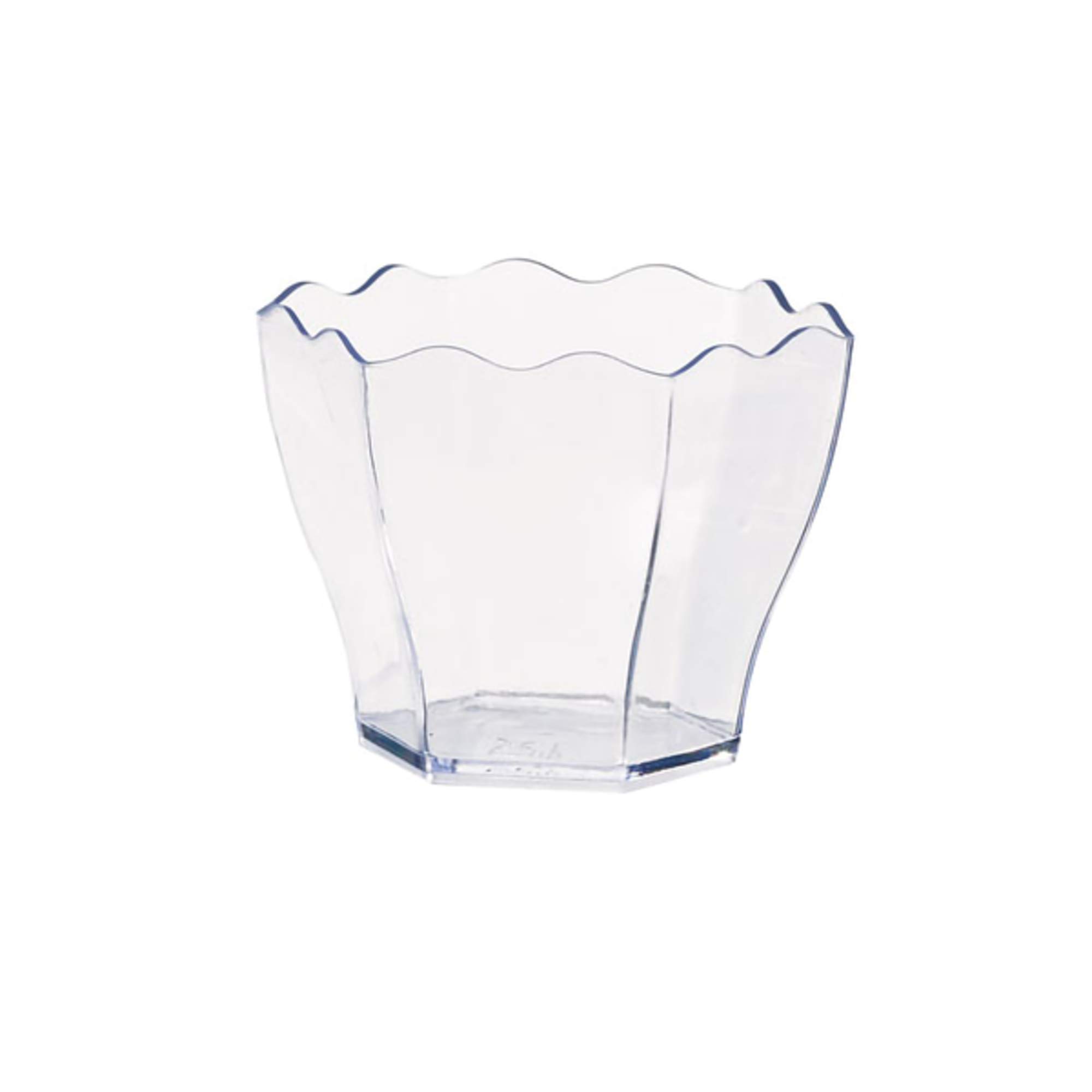 Flower Shaped Clear Plastic Cups with Waved Rim - 1.75 oz Mini Disposable Cups (600 Count Bulk Pack) | Recyclable PET Party Cups for Cocktails, Desserts, Weddings & Events | PacknWood 209MBDEVA1