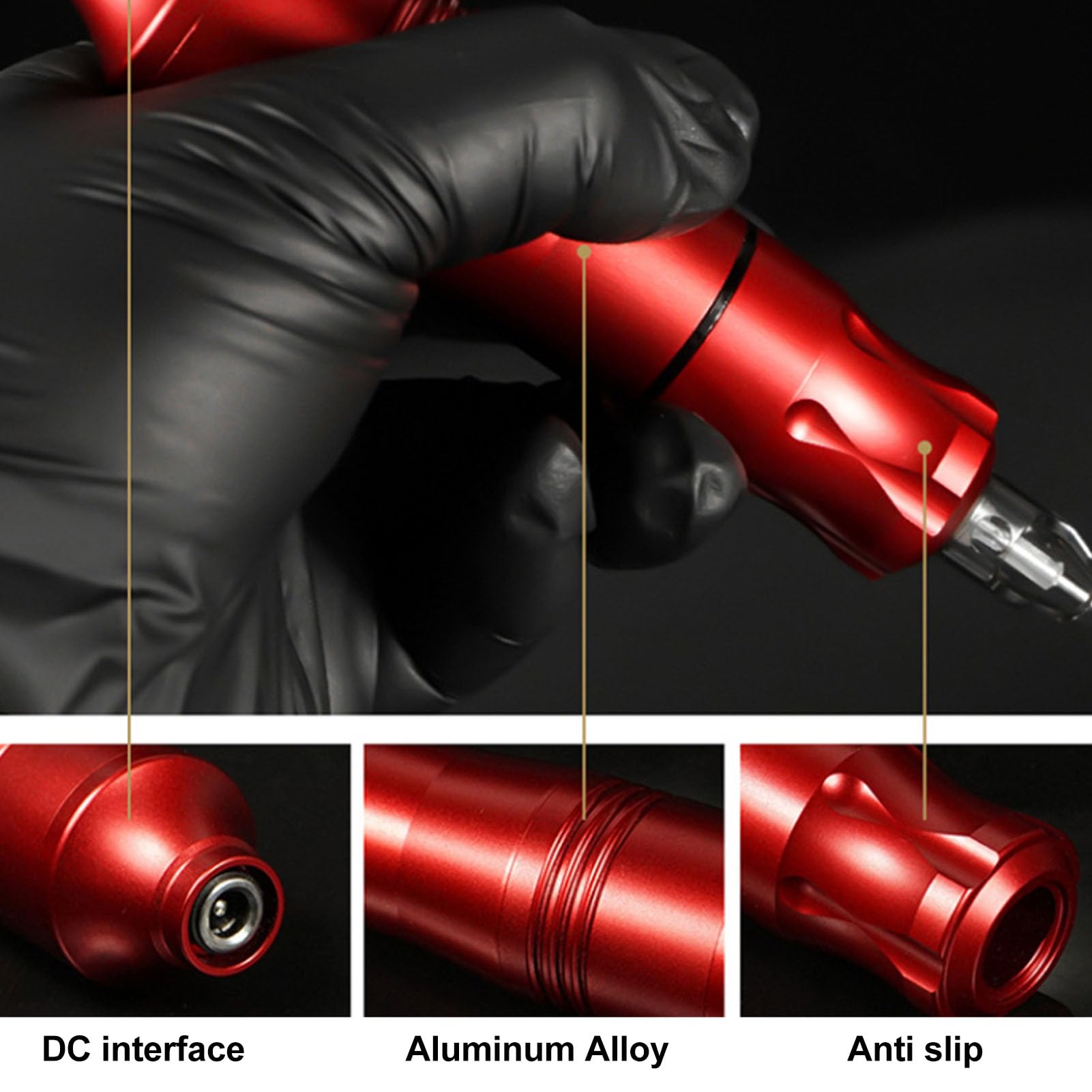 Professional Tattoo Machine Pen - Ergonomic Shader Tattoo Pen for Artists & Salons (Red) | Perfect for Lining, Shading & Detailed Tattoo Work