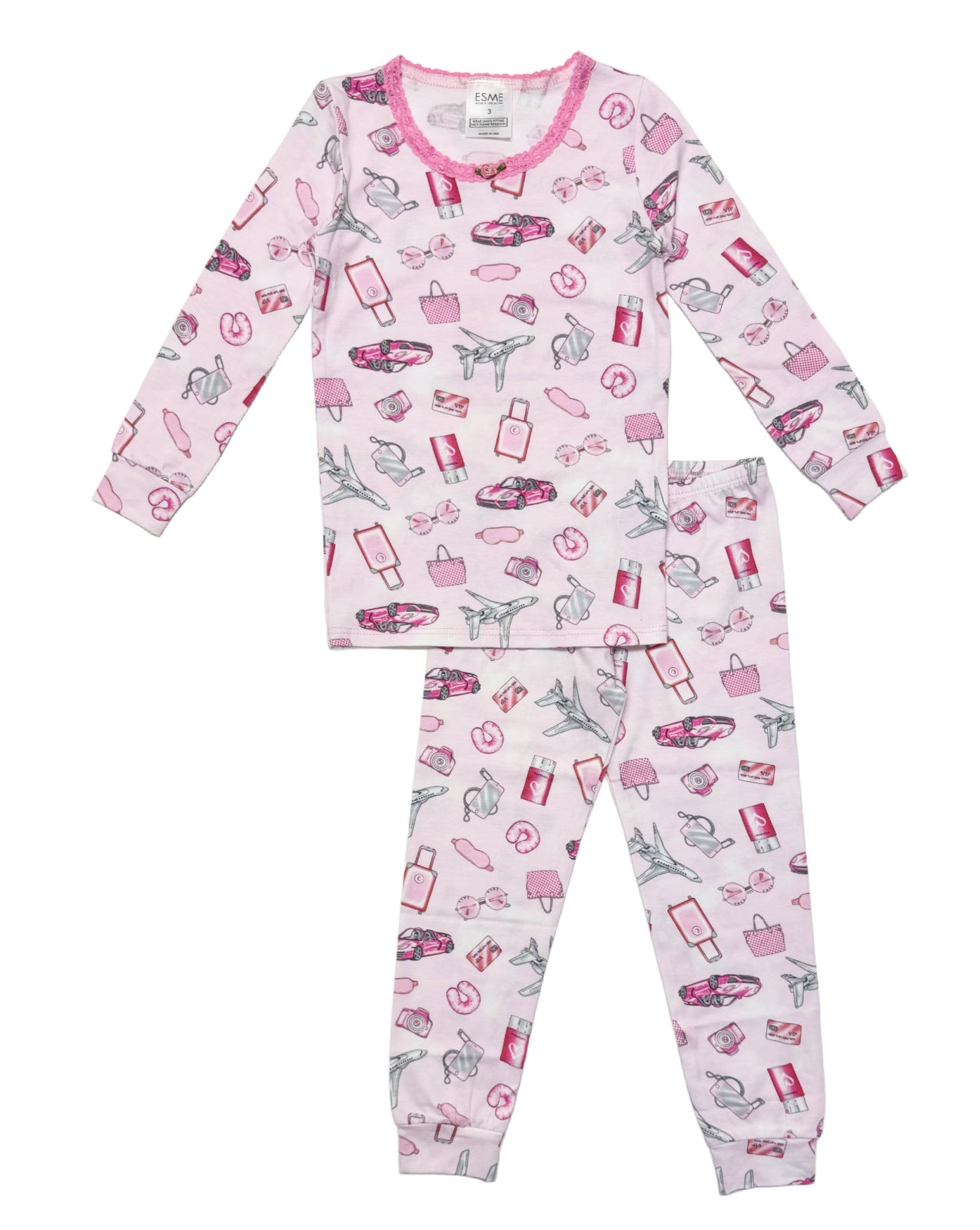 Stylish Pink Jetset Long Sleeve Lounge Set - Soft & Comfortable Women's Loungewear for Home, Travel & Relaxation