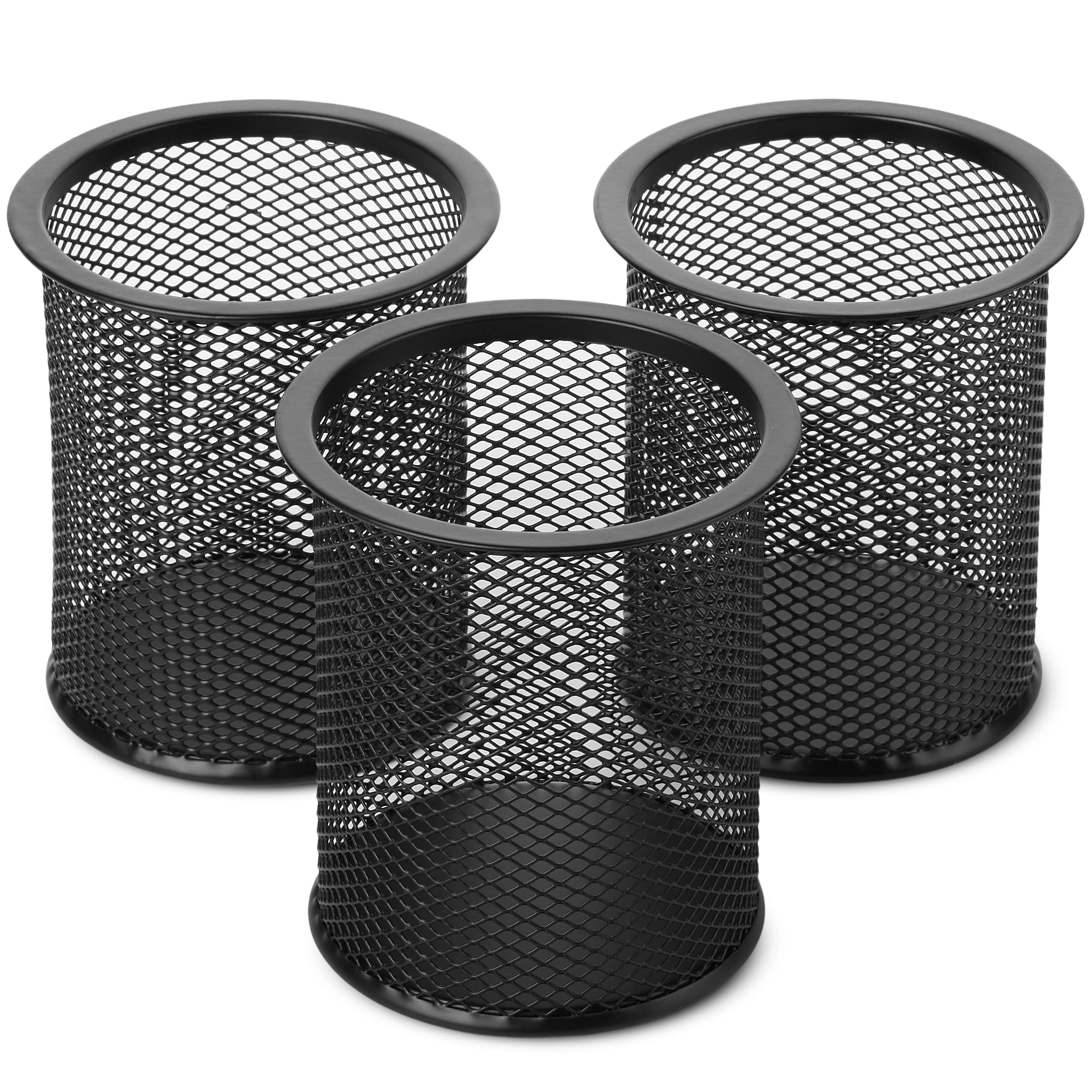 Mr. Pen - 3 Pack Metal Mesh Pencil Cup Holder, Black Desk Organizer for Pens, Pencils & Office Supplies | Perfect for Home, Office & School Workspace Organization