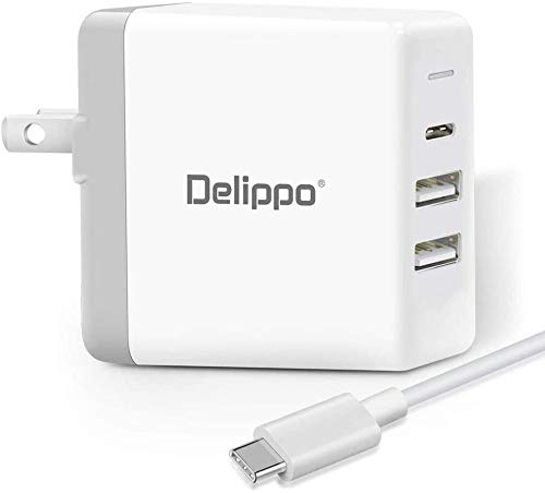 45W 3-Port Fast Charger with USB-C & Dual USB - Compatible with MacBook Pro, iPhone 15/14/13, Galaxy S23/S22, Dell & HP Laptops - Perfect for Home, Office & Travel Charging Needs