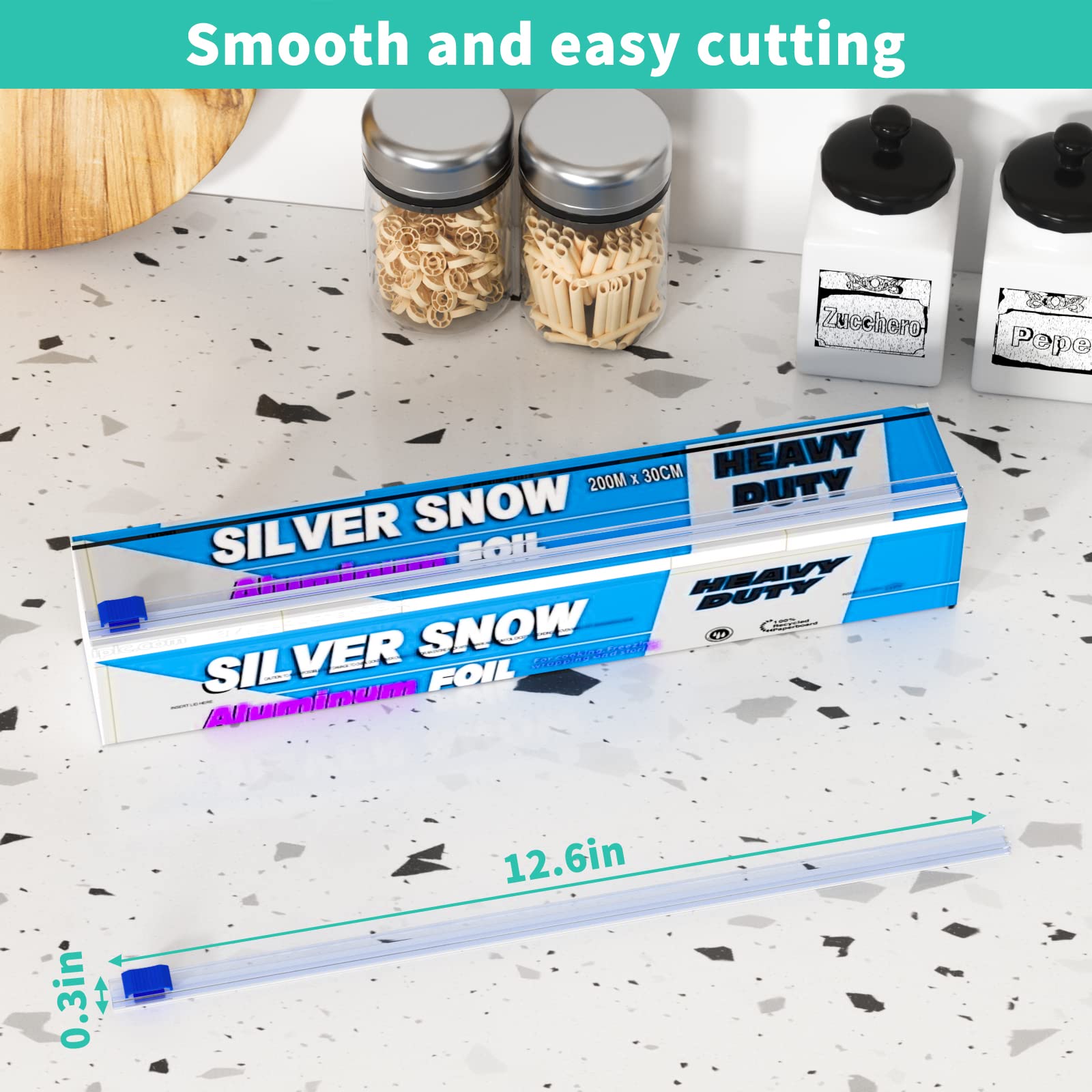 Self-Adhesive Plastic Wrap Cutter - 3 Pack Replacement Slide Cutters for 12