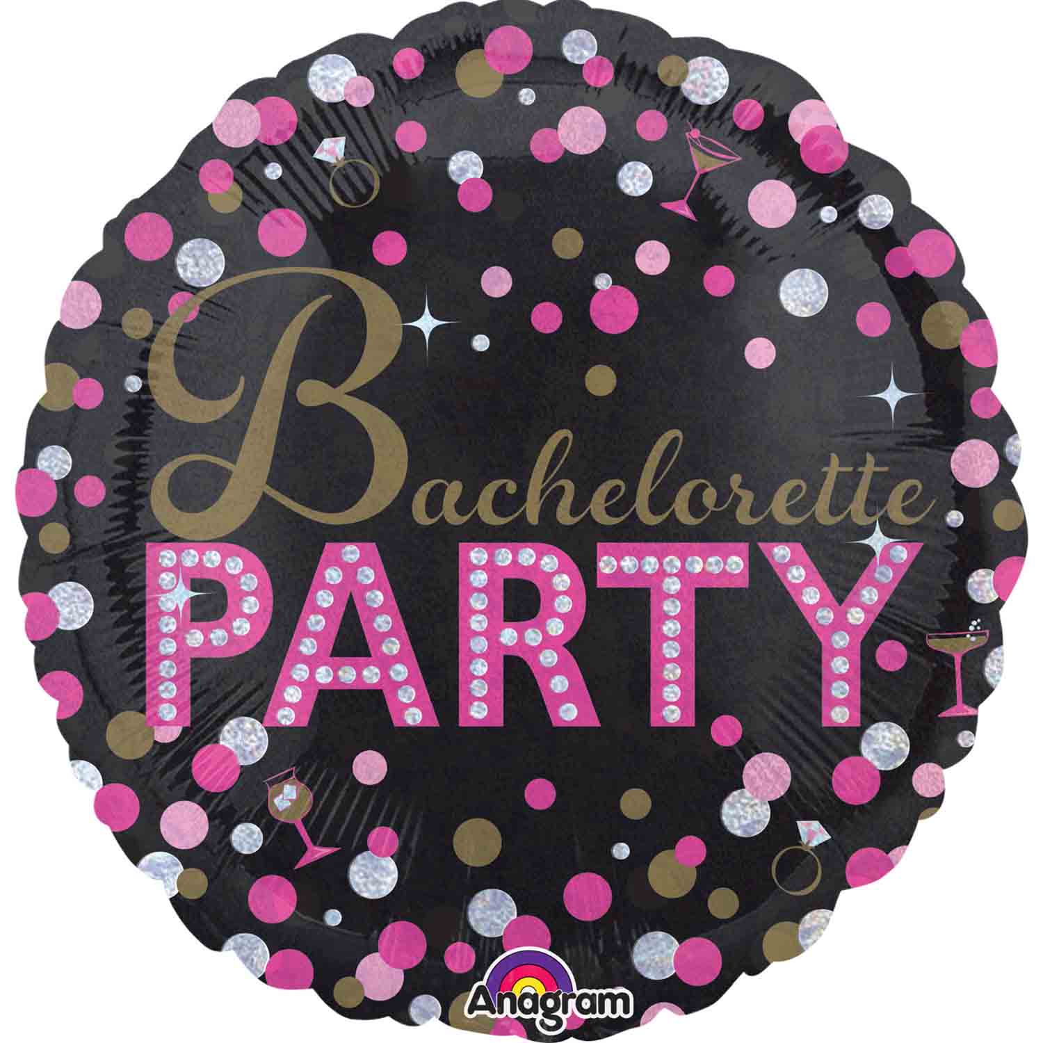 45cm Standard Holographic Bachelorette Party Balloon - Shiny Wedding Shower Decorations for Bridal Showers, Birthday Parties & Bachelorette Celebrations