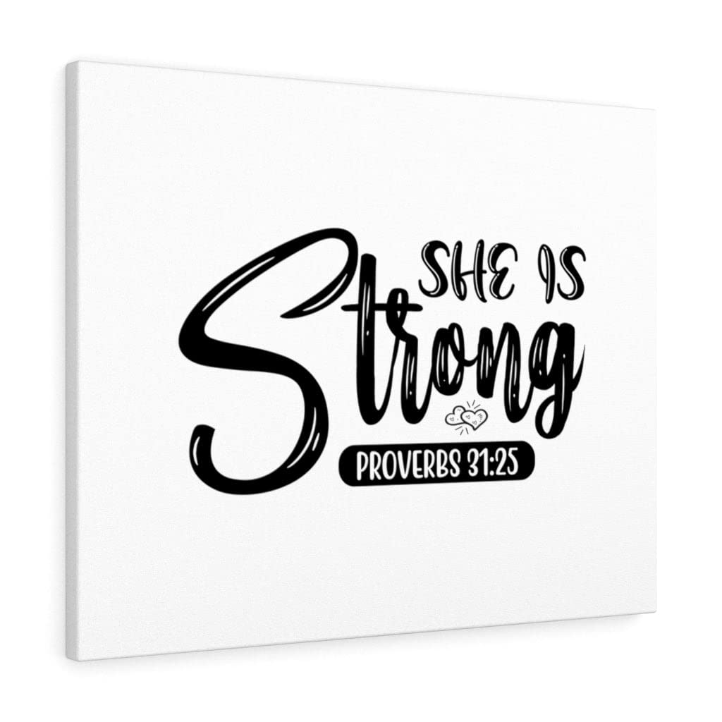 Proverbs 31:25 Bible Verse Wall Art - 'She is Strong' Christian Scripture Print - Ready to Hang Inspirational Home Decor for Bedroom, Living Room & Office
