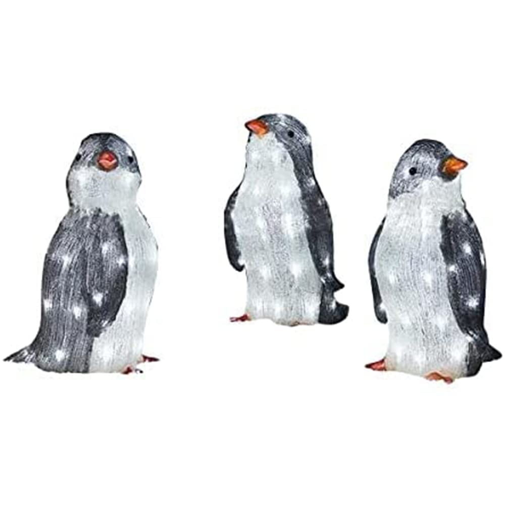 3D Penguin Solar Lights Outdoor Garden Decor - Waterproof LED Landscape Lighting for Lawn, Patio, Yard Pathway - 3 Pack Solar Powered Decorative Lights for Holiday Party & Nighttime Illumination