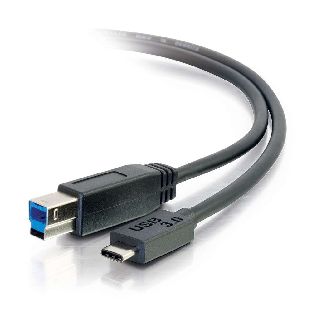 C2G 88867 3M USB Printer Cable - USB-C to USB-B 3.0 (USB 3.1 Gen 1) High-Speed Data Transfer for HP, Epson, Brother, Samsung, Canon Printers & Scanners | Durable Black Cable for Office & Home Use