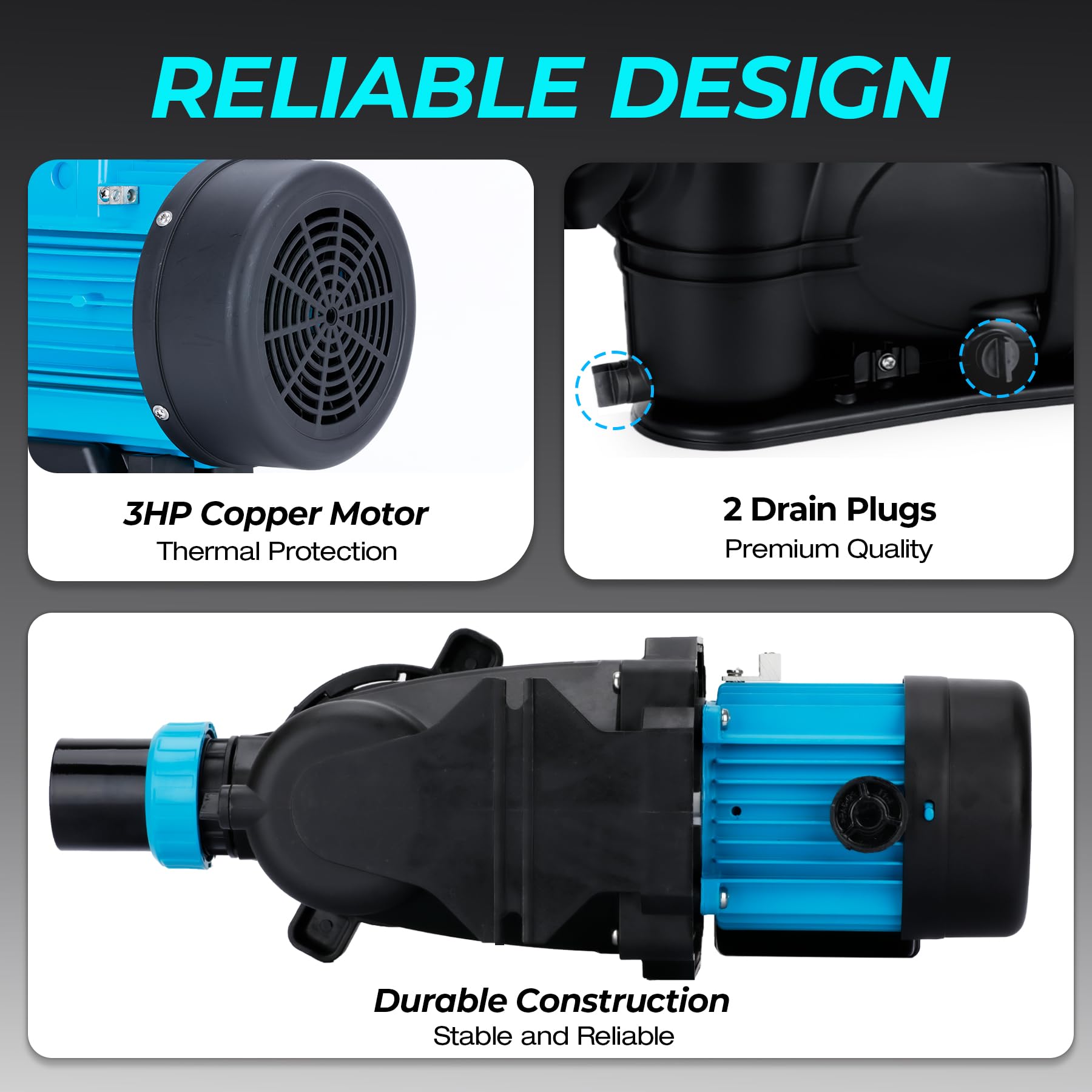 0.6HP 2930 GPH In-Ground & Above Ground Pool Pump, 115V Swimming Pool Water Circulation System - Perfect for Backyard, Residential & Commercial Pools