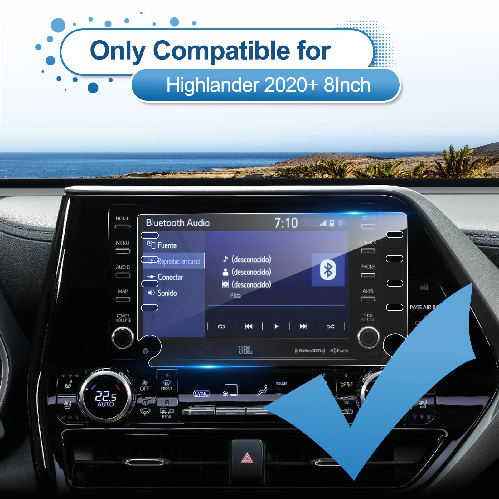 Coleya 8-Inch Tempered Glass Screen Protector for Toyota Highlander 2020-2022 - Scratch-Resistant for Touchscreen Display