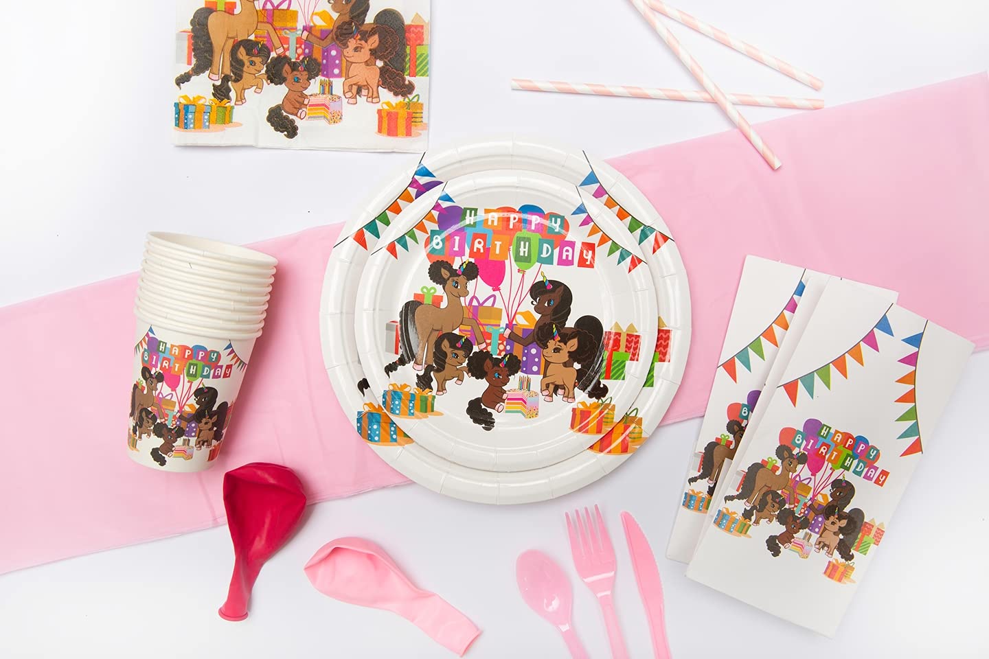 Black Unicorn Birthday Party Kit - Complete Party Supplies Set for Girls | Perfect for Themed Birthday Celebrations, Baby Showers & Special Events