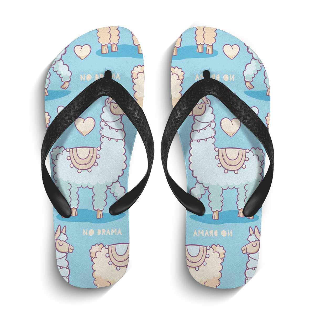 **INTERESTPRINT Men's Non-Slip Flip Flops - Comfortable Slippers with Cute Llama Design - Perfect for Beach, Pool & Casual Wear**