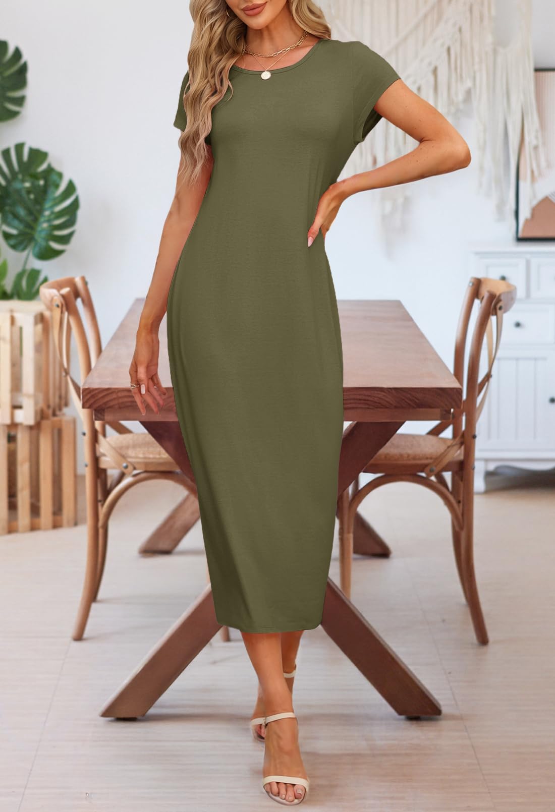 MEROKEETY Women's Summer Short Sleeve T-Shirt Dress - Casual Crew Neck Beach Maxi Dress for 2025 | Perfect for Vacation, Beach Outings & Summer Fashion