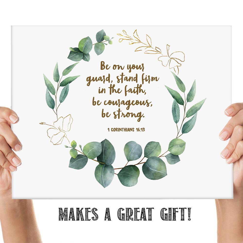 TJ Originals 1 Corinthians 16:13-14 Bible Verse Wall Art - Christian Scripture Home Decor - 11x14 Inspirational Print - Perfect Gift for Family, Friends & Women (Hibiscus Wreath) - Ideal for Living Room, Bedroom & Church Decor