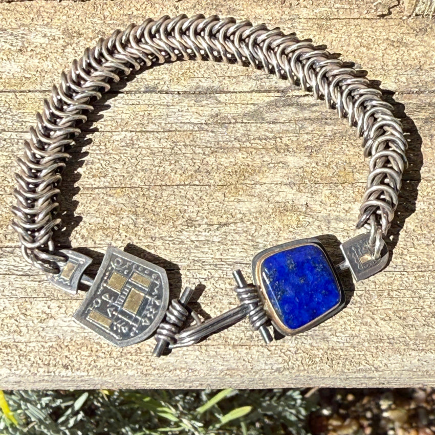 Vintage 1995 Handmade Gold Chain Bracelet with Genuine Lapis Lazuli Beads - Elegant Boho Jewelry for Women, Perfect Gift for Birthday, Anniversary & Special Occasions