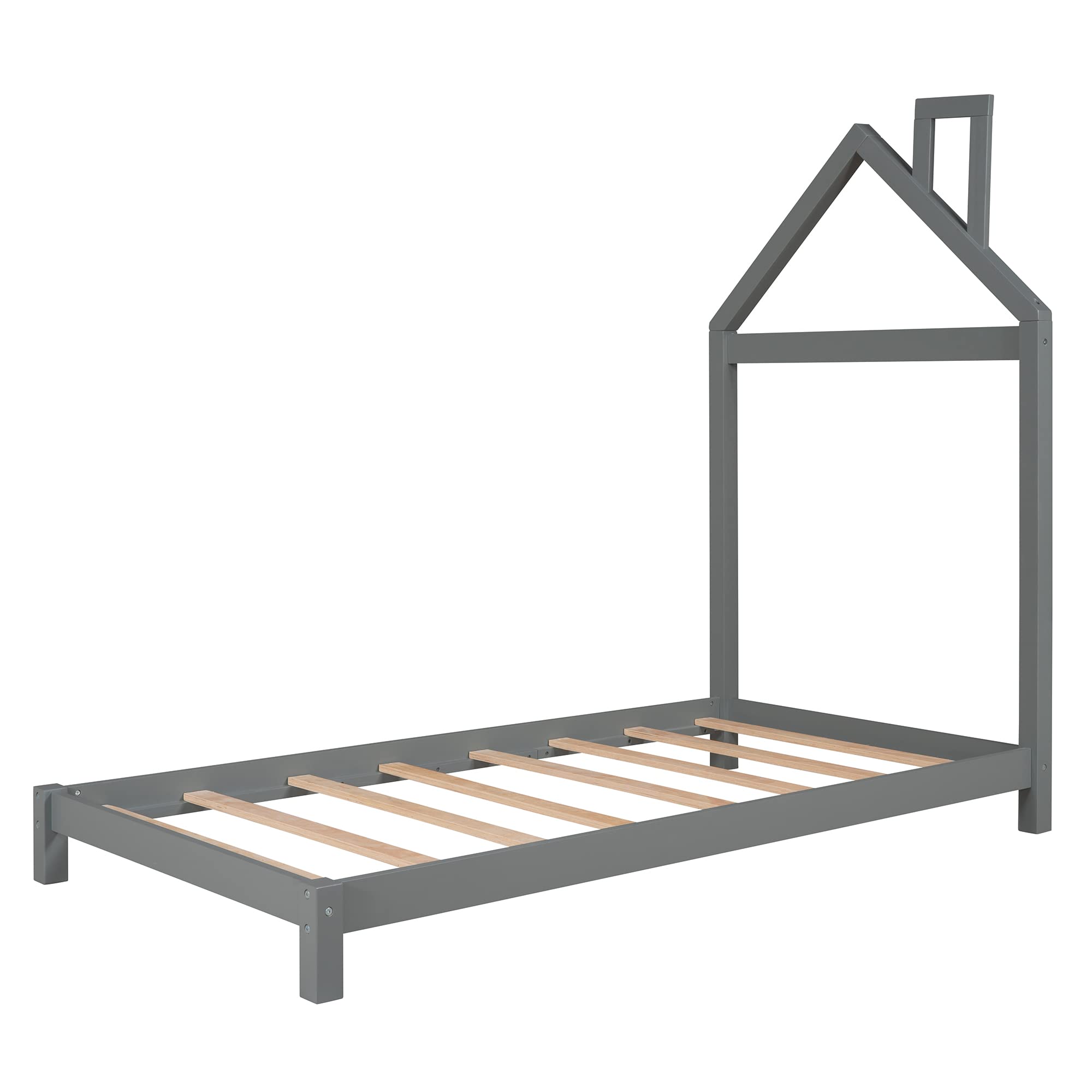AOCOROE Solid Wood Twin Bed Frame for Kids - Sturdy Platform Bed with Headboard & Slats, No Box Spring Required | Perfect for Boys & Girls Bedrooms, Dorm Rooms & Guest Rooms