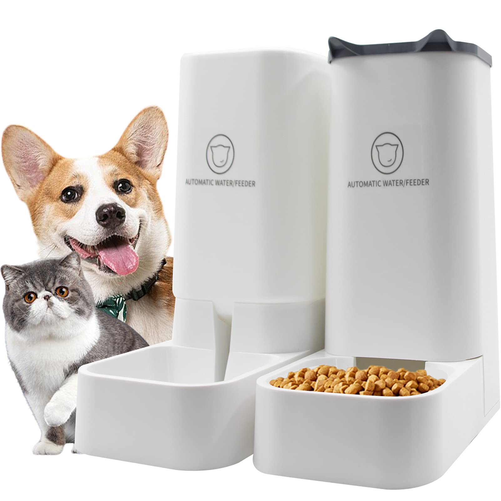 Automatic Cat Feeder & Water Dispenser - Gravity Pet Food Feeder for Cats & Small/Medium Dogs - Smart Pet Feeding Solution for Home, Travel & Busy Owners