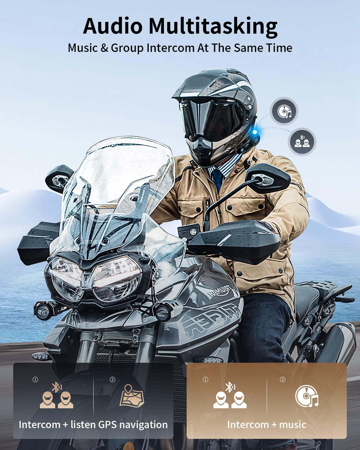 FODSPORTS FX8 PRO Motorcycle Bluetooth Headset - 10 Rider Helmet Communication System with Music Sharing, Hi-Fi Speaker & FM Radio | Universal Bluetooth Intercom for Group Riding | Perfect for Motorcycle Tours, Commuting & Adventure Riding