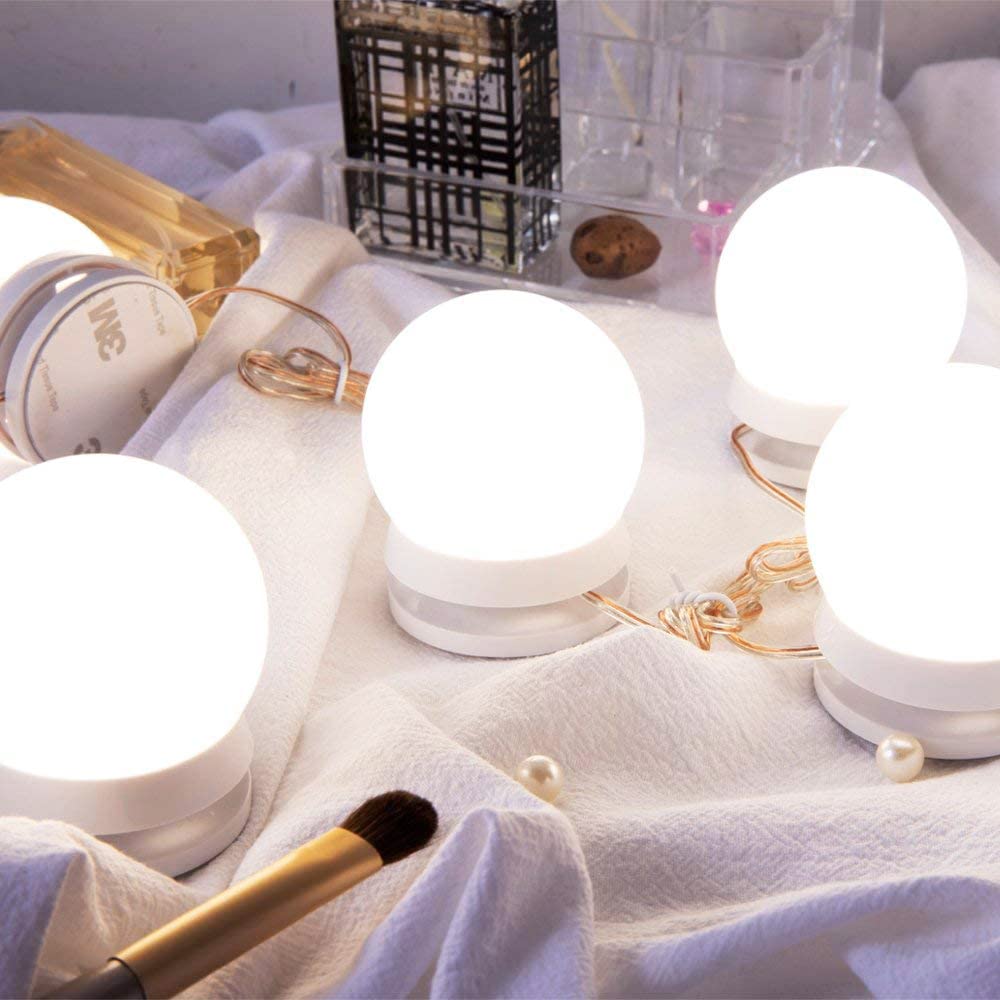 Chende Hollywood Vanity Lights for Makeup - 14 Dimmable LED Bulbs with AC Adapter, Stick-On Mirror Lights for Dressing Room & Bathroom (Mirror Not Included) - Perfect for Makeup Application, Photography Lighting, and Home Decor