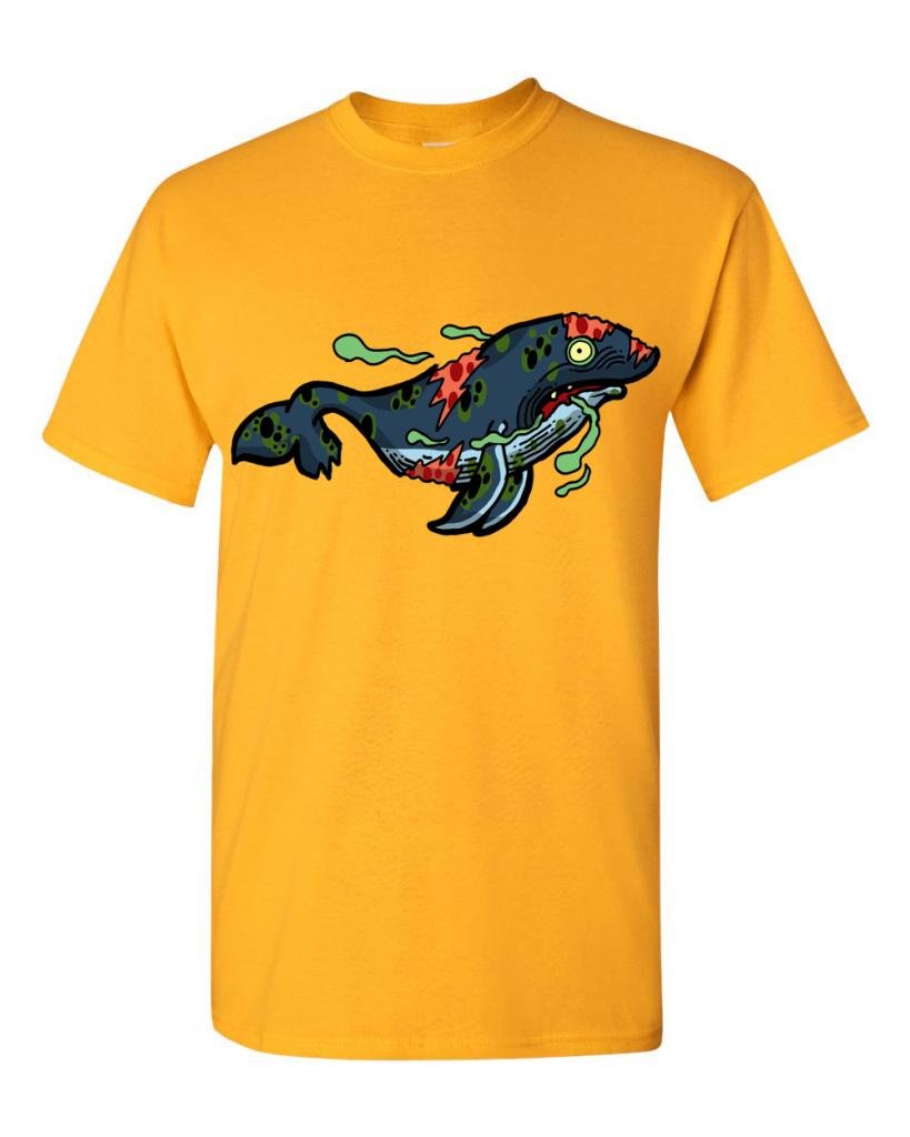 Zombie Whale Undead Animals Graphic T-Shirt for Men & Women - Cool Horror & Halloween Themed Tee for Parties, Cosplay & Casual Wear