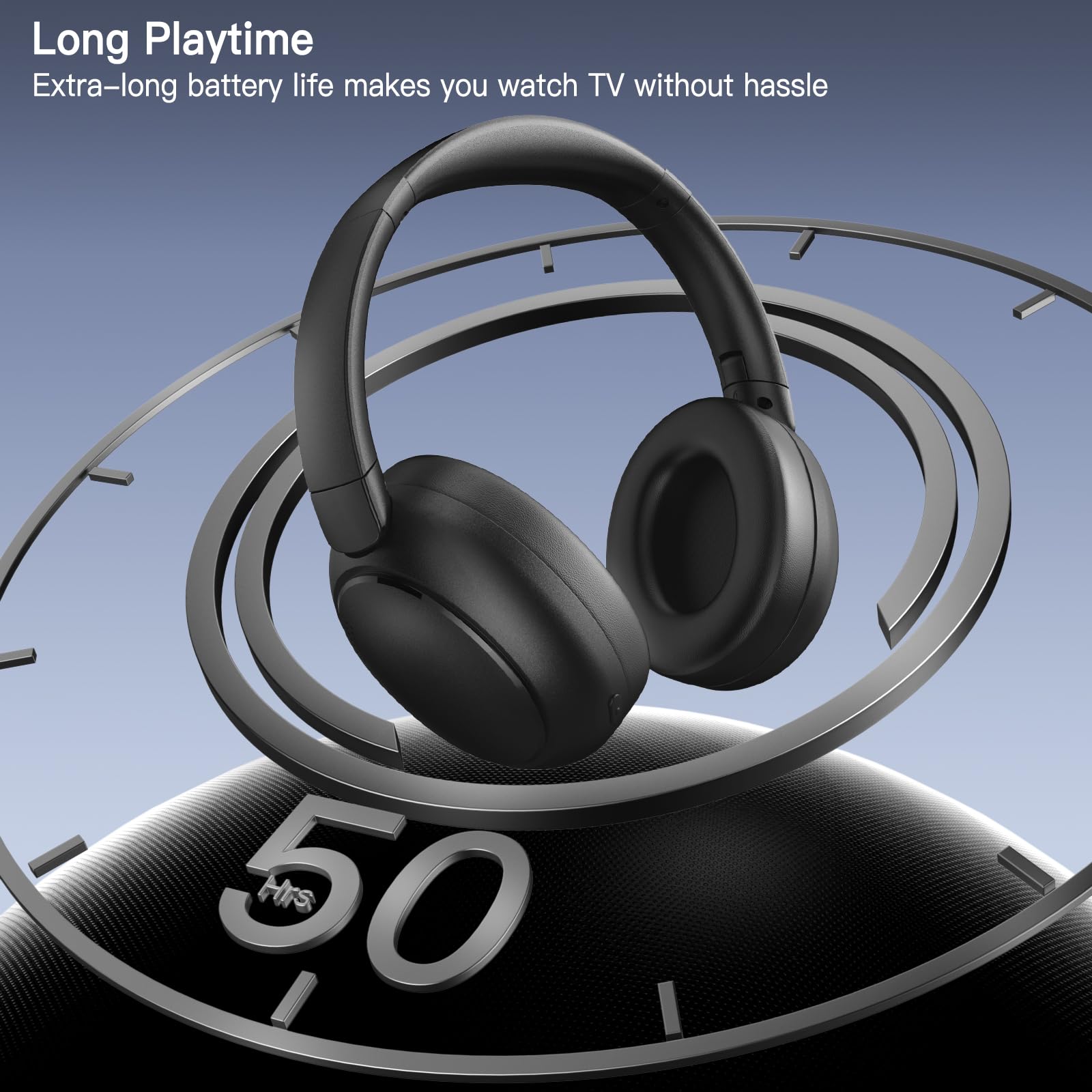 INFURTURE Wireless Bluetooth Headphones for TV Watching - Low Latency Over-Ear Headset with 50H Playtime & Memory Foam Ear Cups - Compatible with Smart TV, PS4, PS5, DVD Players - Perfect for Late Night Viewing & Gaming Without Disturbing Others