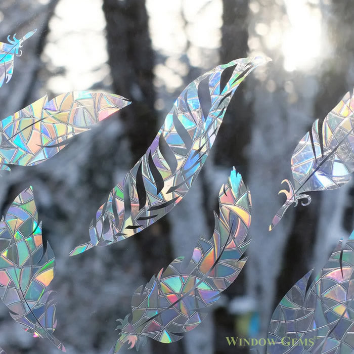 Feather Window Gems Set of 9 - Stained Glass Sun Catchers for Home Decor, DIY Crafts & Gift Ideas - Perfect for Windows, Doors, Nursery, Office & Party Decorations