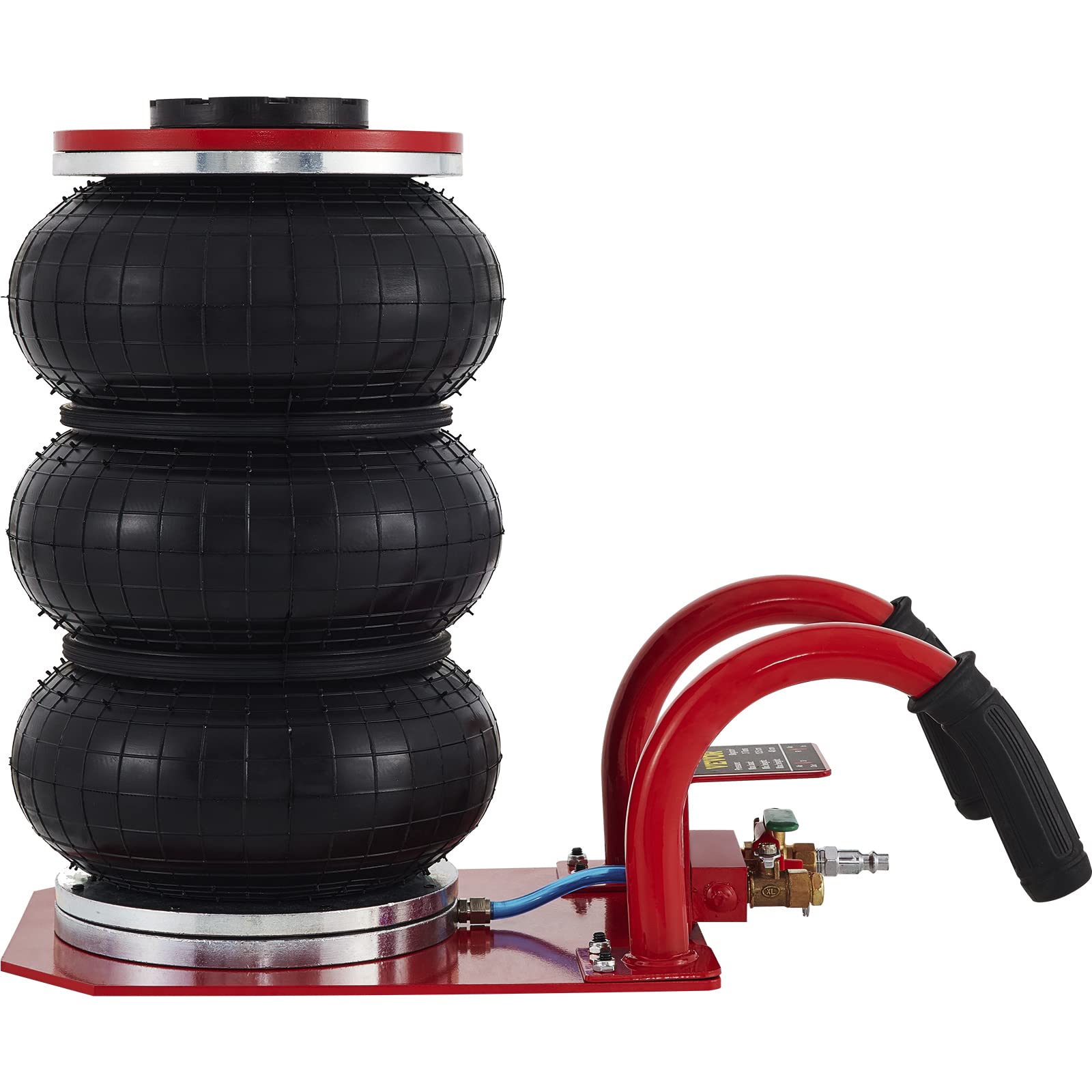 VEVOR 3 Ton (6600 lbs) Triple Bag Air Jack - 15.75 Inch Lift Height, Fast 3-5 Second Inflation - Compact Car Jack with Short Handle (Red) - Ideal for Emergency Roadside Repairs, Tire Changes & Vehicle Maintenance