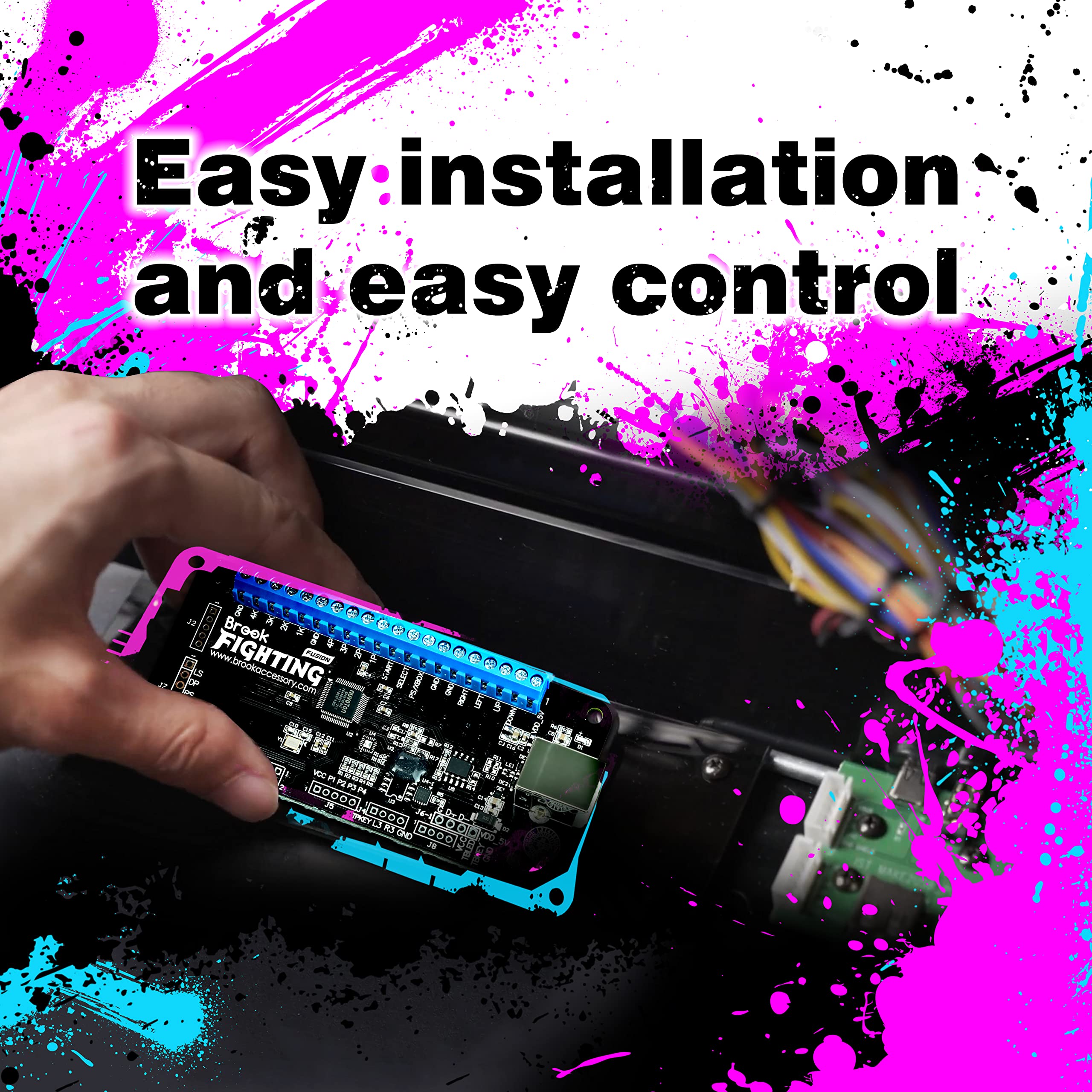 Brook Universal Fighting Board Fusion - Preinstalled Header Version for PS5 Fighting Games, Compatible with Street Fighter 6 & Tekken 8 | Perfect for Competitive Gaming & Arcade-Style Play at Home
