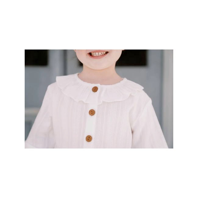 Karibou Kids Sail Away Ruffle Top - Girls' White Summer Blouse for Beach & Play | Cute Ruffled Sleeve Top for Toddler & Baby Girls