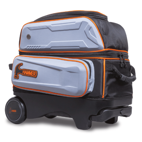 Hammer Gauntlet Double Roller Grey Bowling Bag - Premium 2-Ball Rolling Tote for League & Tournament Play
