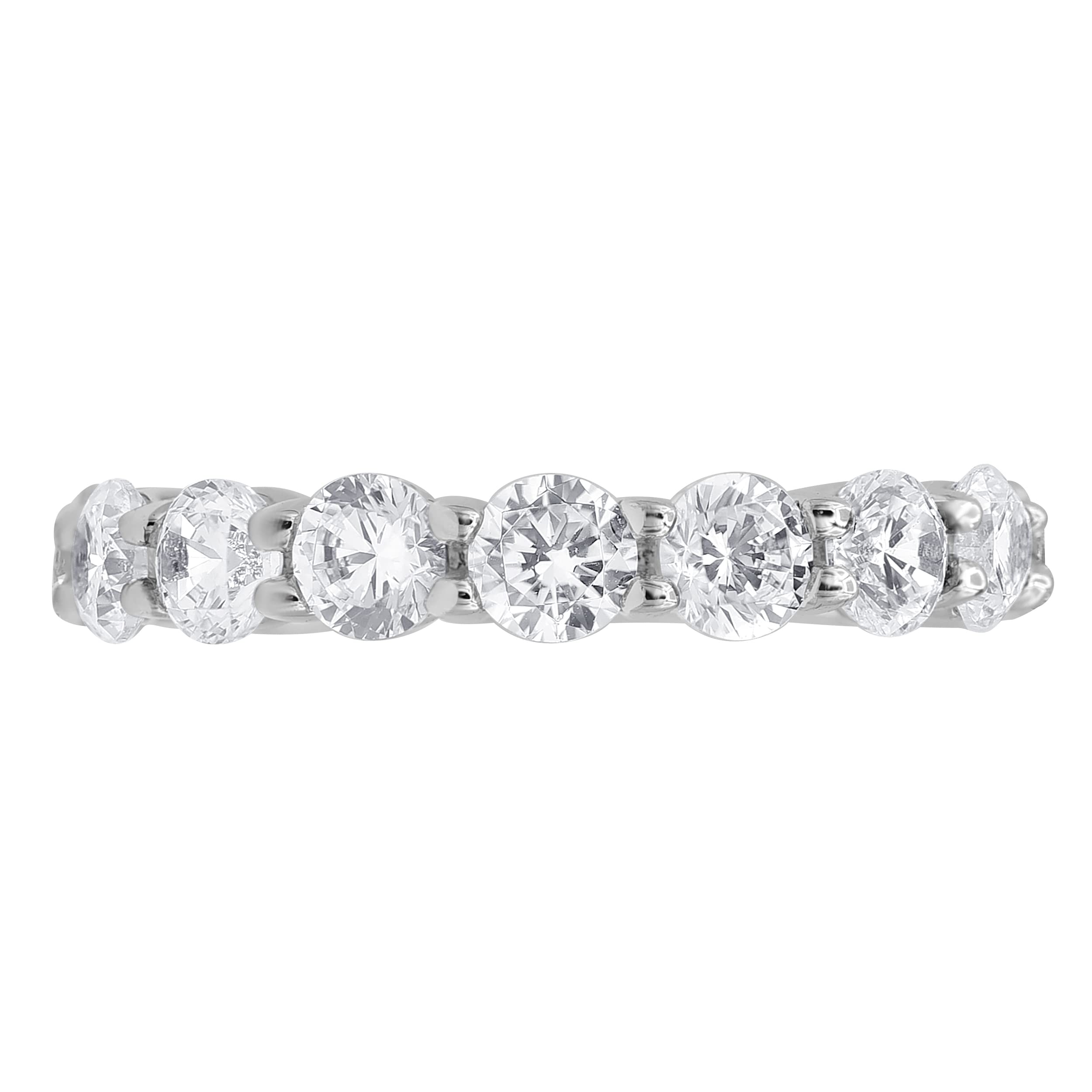 Sterling Silver Round Cut Cubic Zirconia Eternity Band Ring for Women | Elegant Wedding, Anniversary & Valentine's Day Jewelry Gift | Hypoallergenic & Tarnish-Resistant | Comes in Gift Box