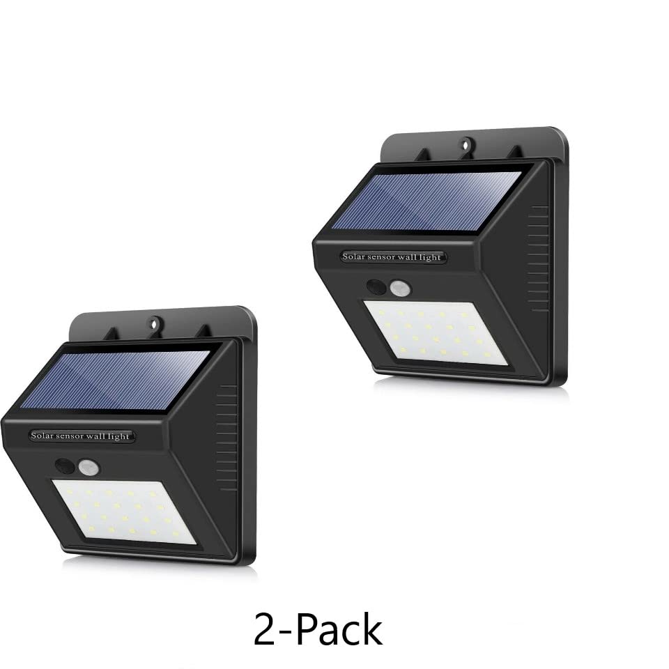 Solar Security Lights Outdoor Wireless Waterproof - Motion Sensor Solar Lights for Front Door, Garden, Pathway - Black (LIHT-SL-SD-SSE19-BL) - Perfect for Home Safety & Landscape Lighting