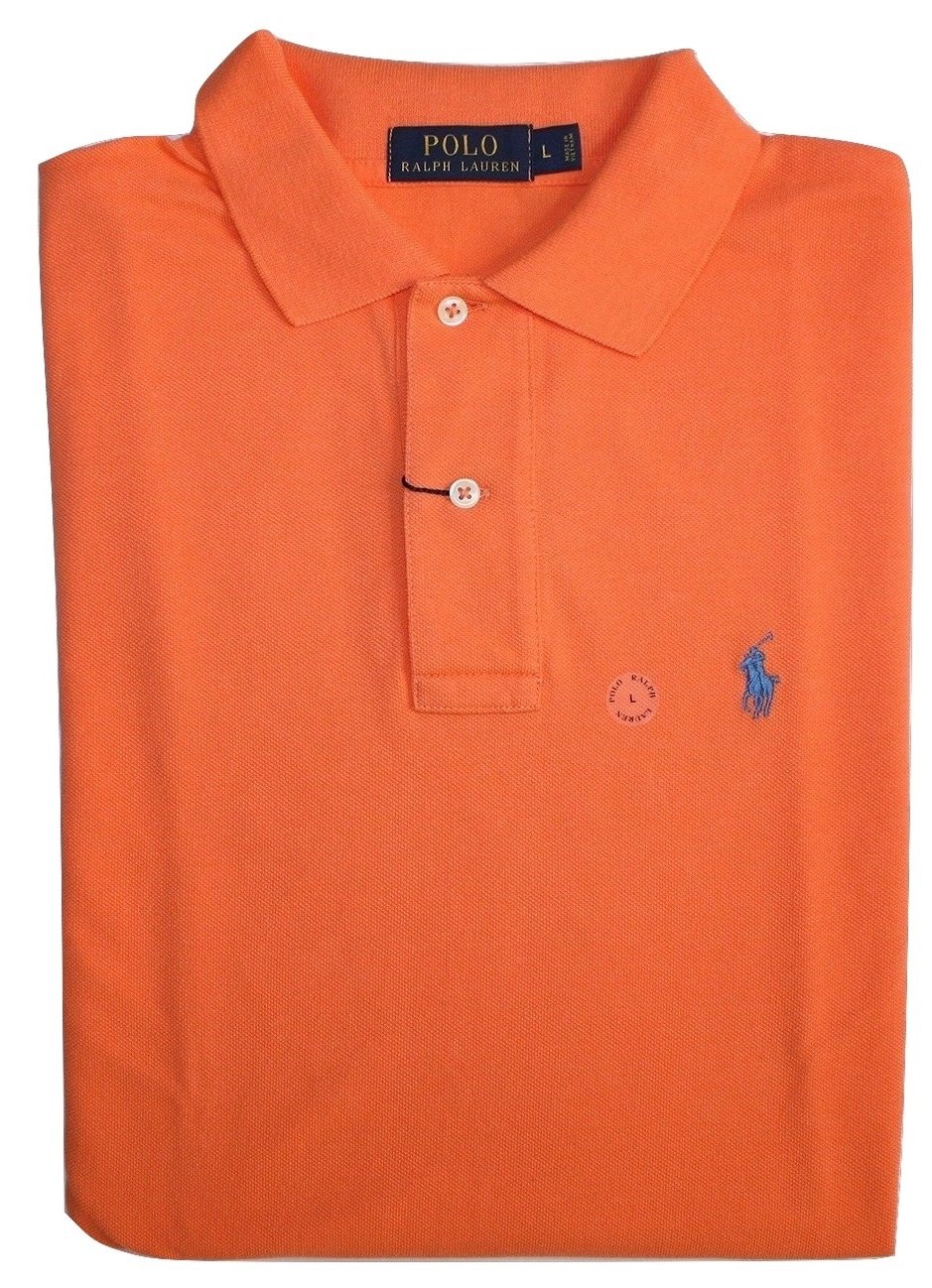 Ralph Lauren Men's Light Orange Mesh Polo Shirt - Breathable & Stylish Casual Wear for Golf, Work & Everyday Outfits